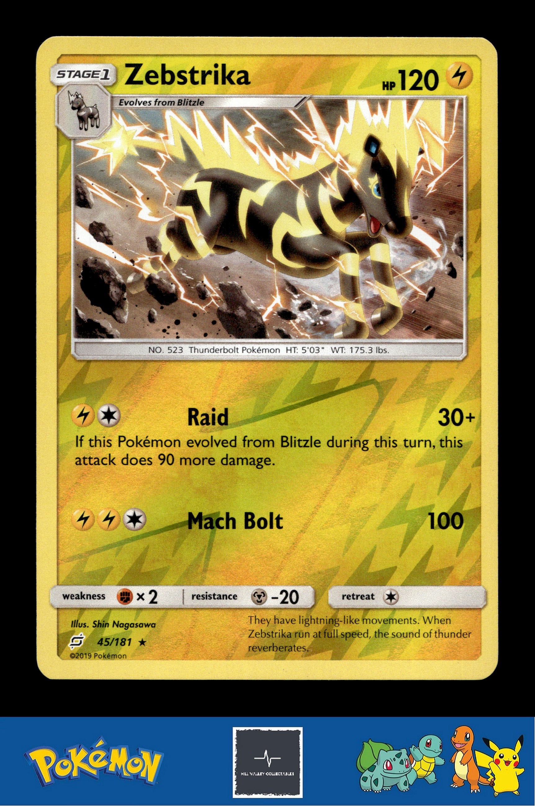 2019 Pokemon SM Team Up 45/181 Zebstrika Reverse