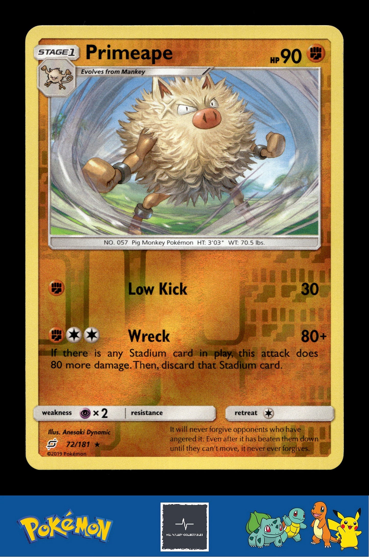 2019 Pokemon SM Team Up 72/181 Primeape Reverse