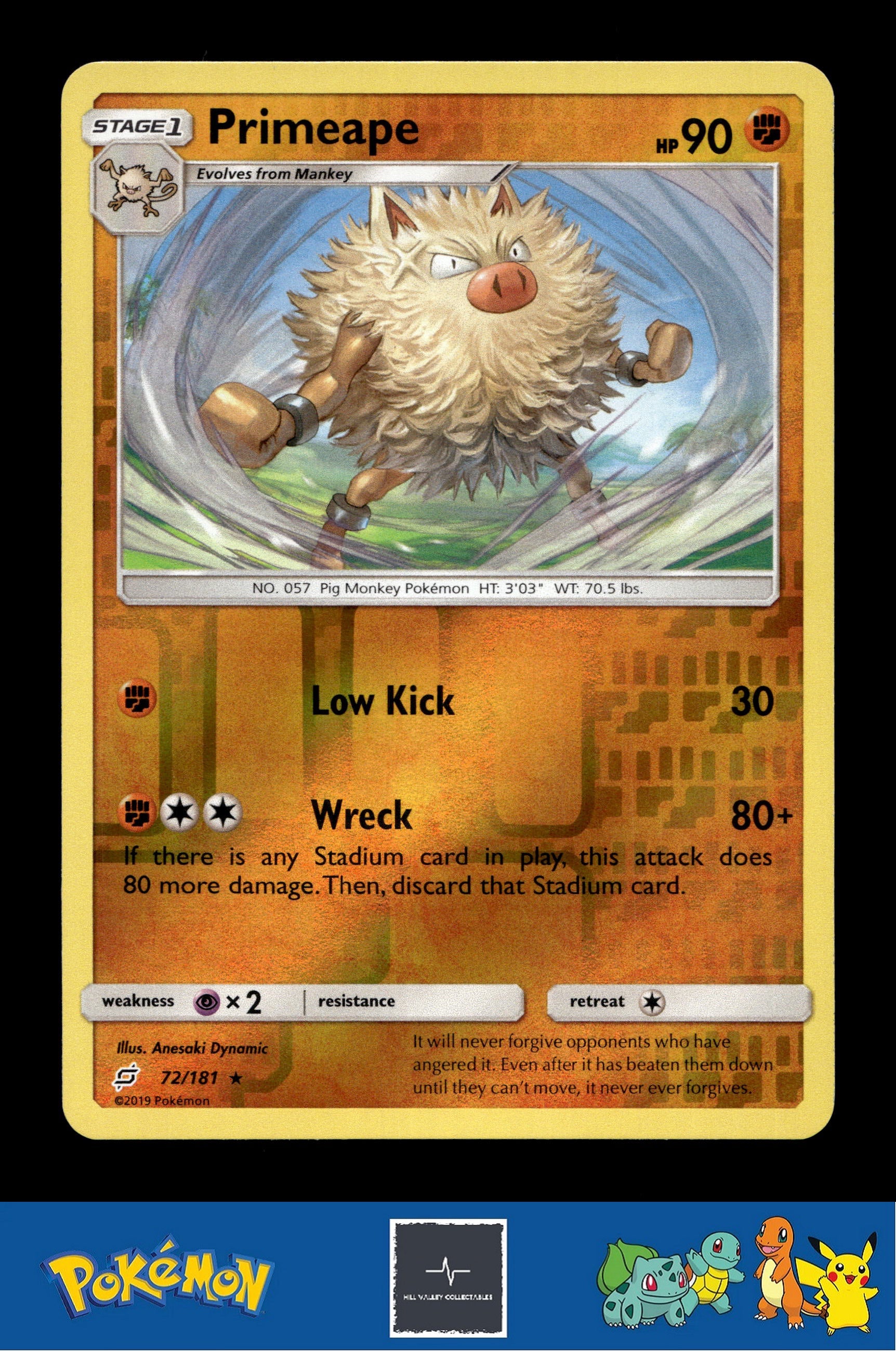 2019 Pokemon SM Team Up 72/181 Primeape Reverse