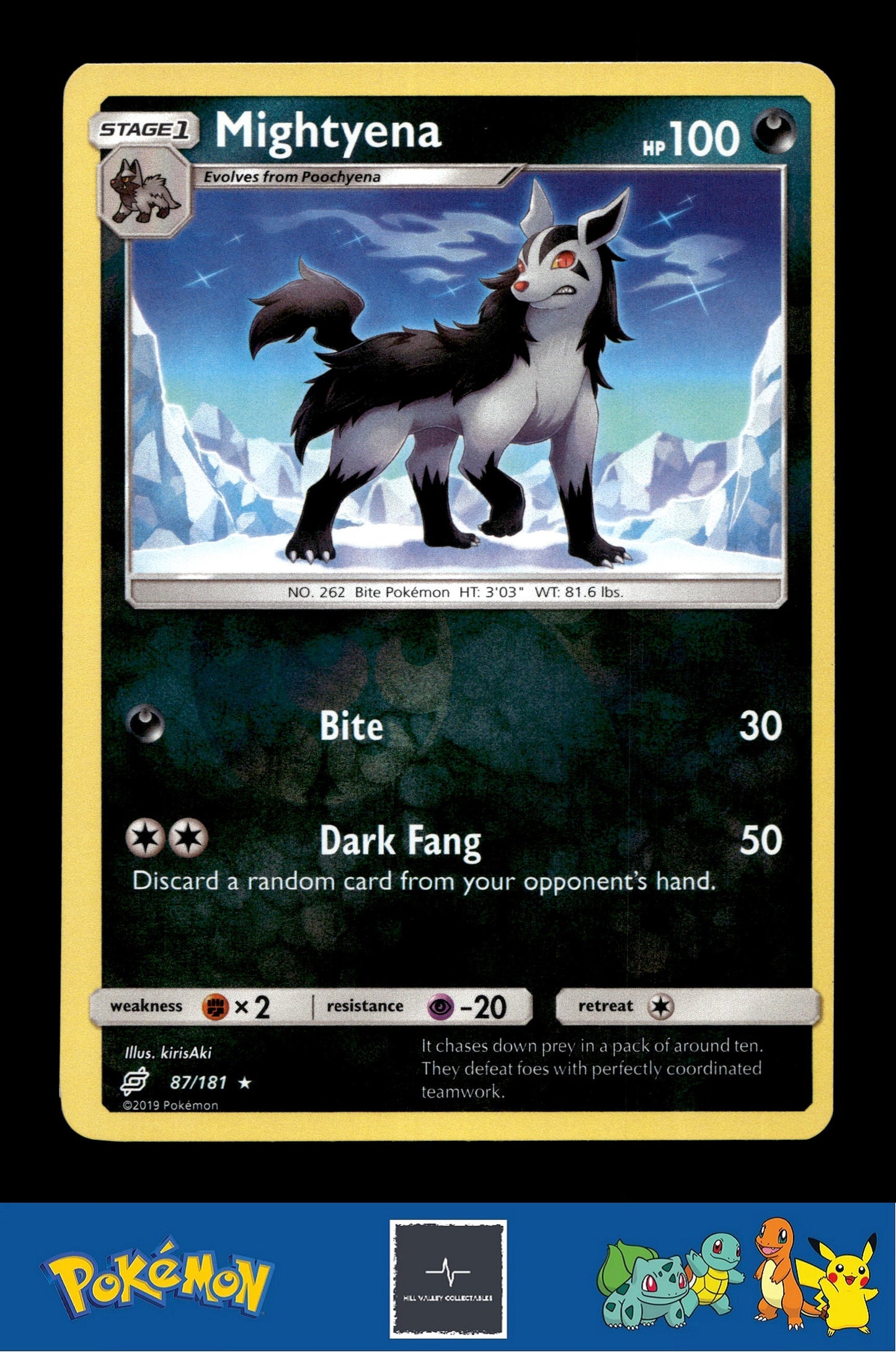 2019 Pokemon SM Team Up 87/181 Mightyena Reverse