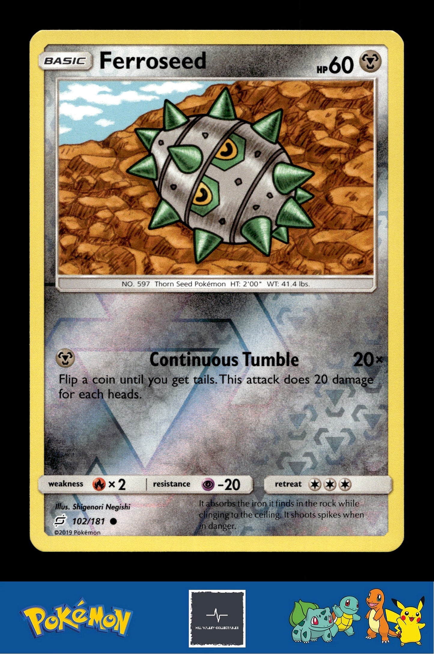 2019 Pokemon SM Team Up 102/181 Ferroseed Reverse