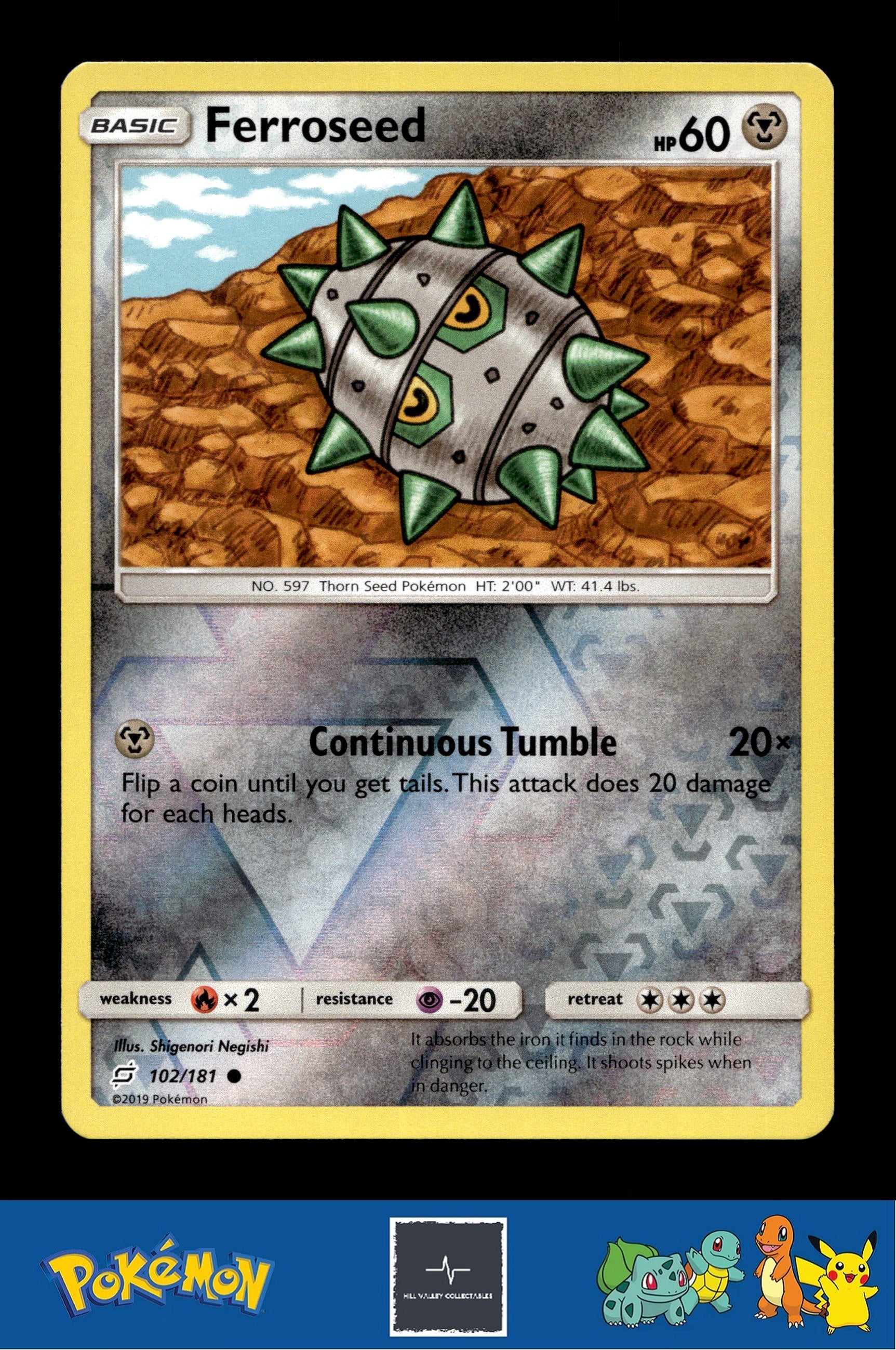 2019 Pokemon SM Team Up 102/181 Ferroseed Reverse