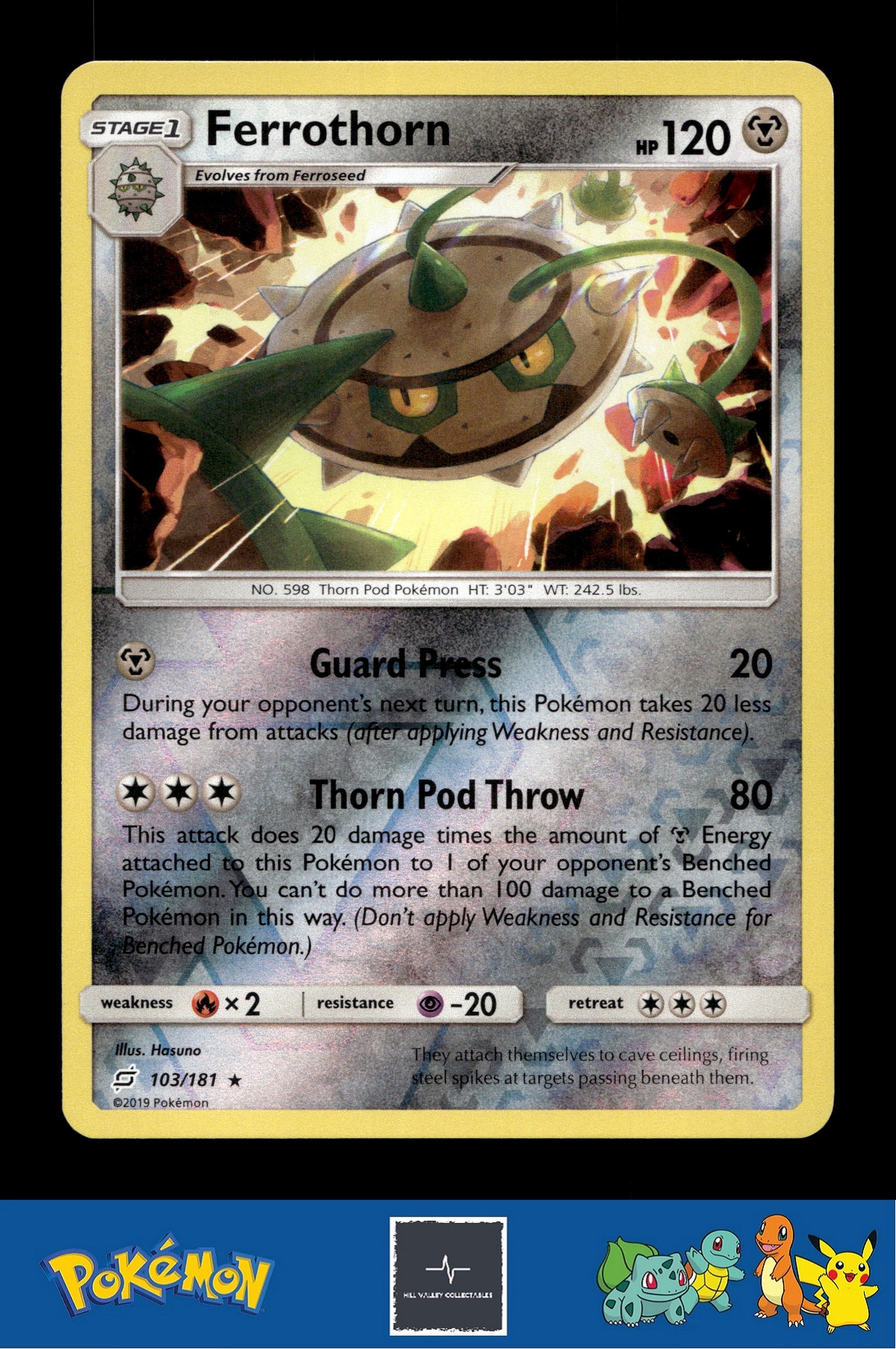 2019 Pokemon SM Team Up 103/181 Ferrothorn Reverse