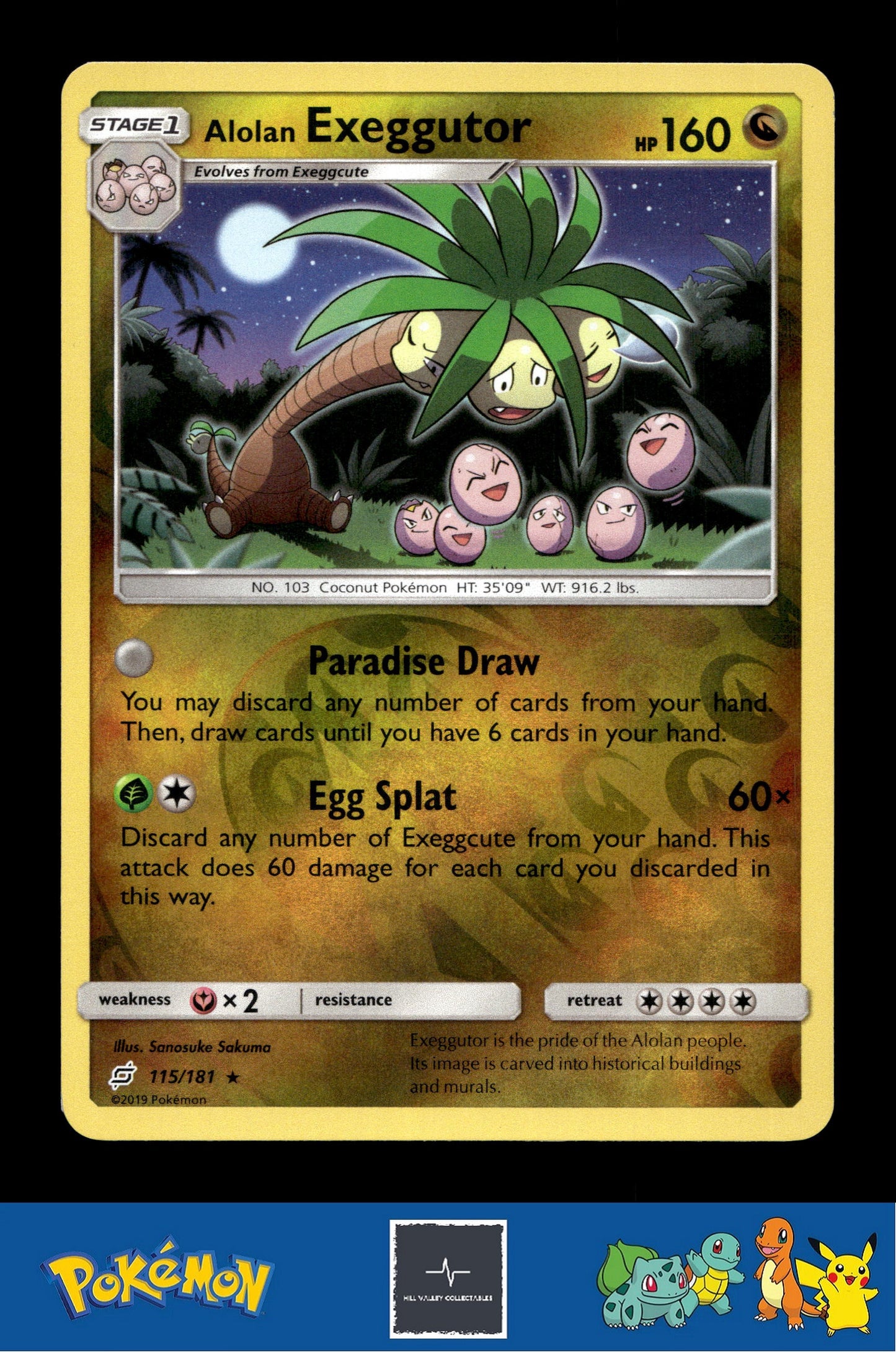 2019 Pokemon SM Team Up 115/181 Alolan Exeggutor Reverse