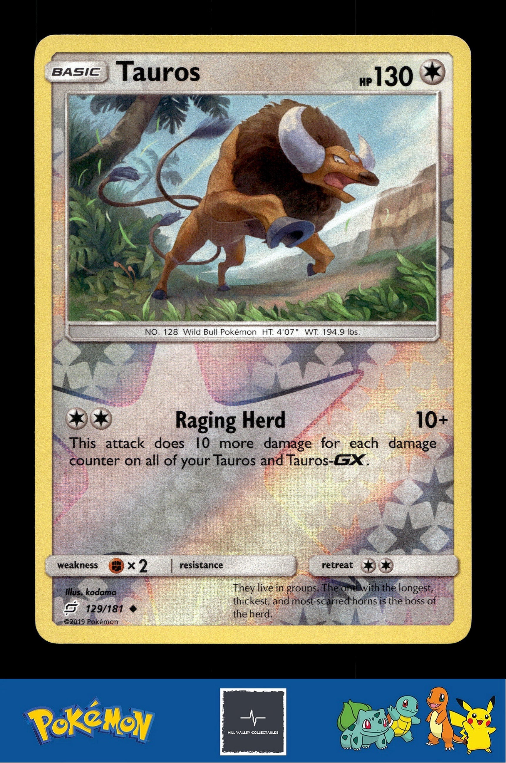 2019 Pokemon SM Team Up 129/181 Tauros Reverse