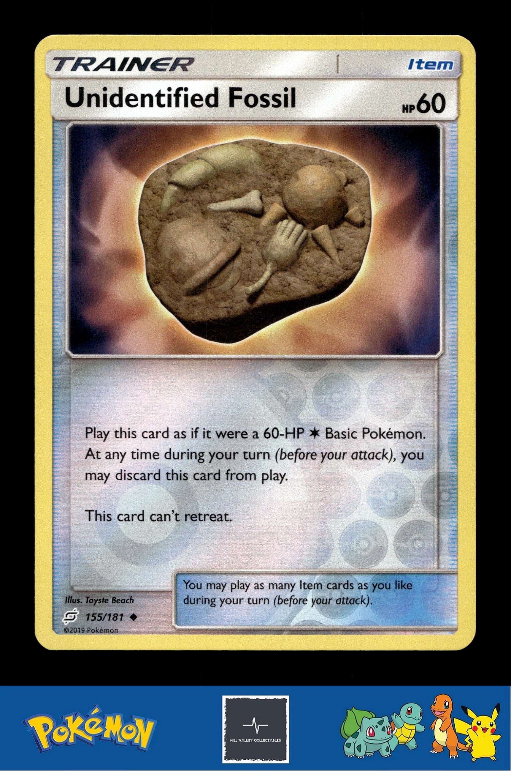 2019 Pokemon SM Team Up 155/181 Unidentified Fossil Reverse