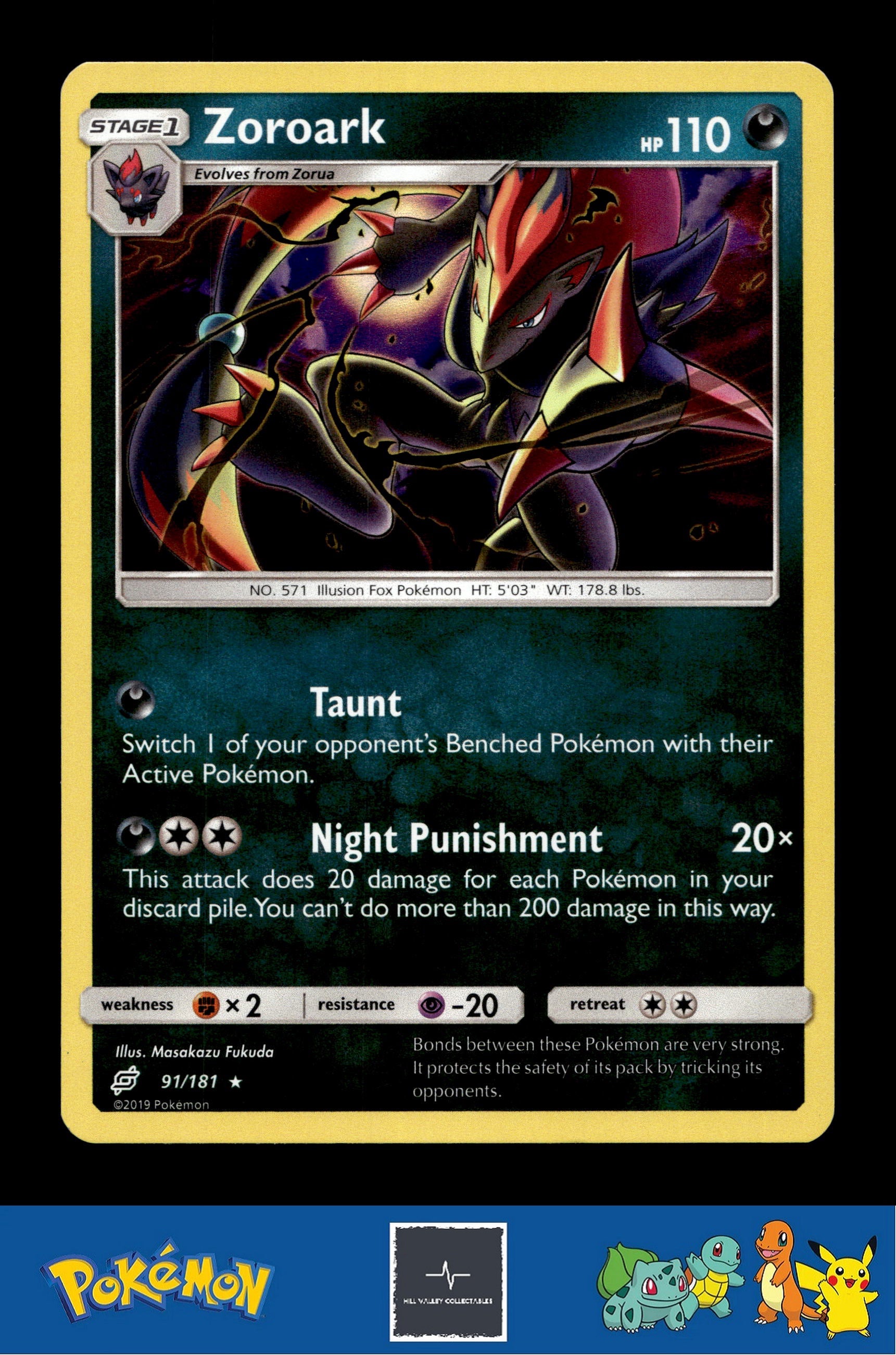 2019 Pokemon SM Team Up 91/181 Zoroark Holo