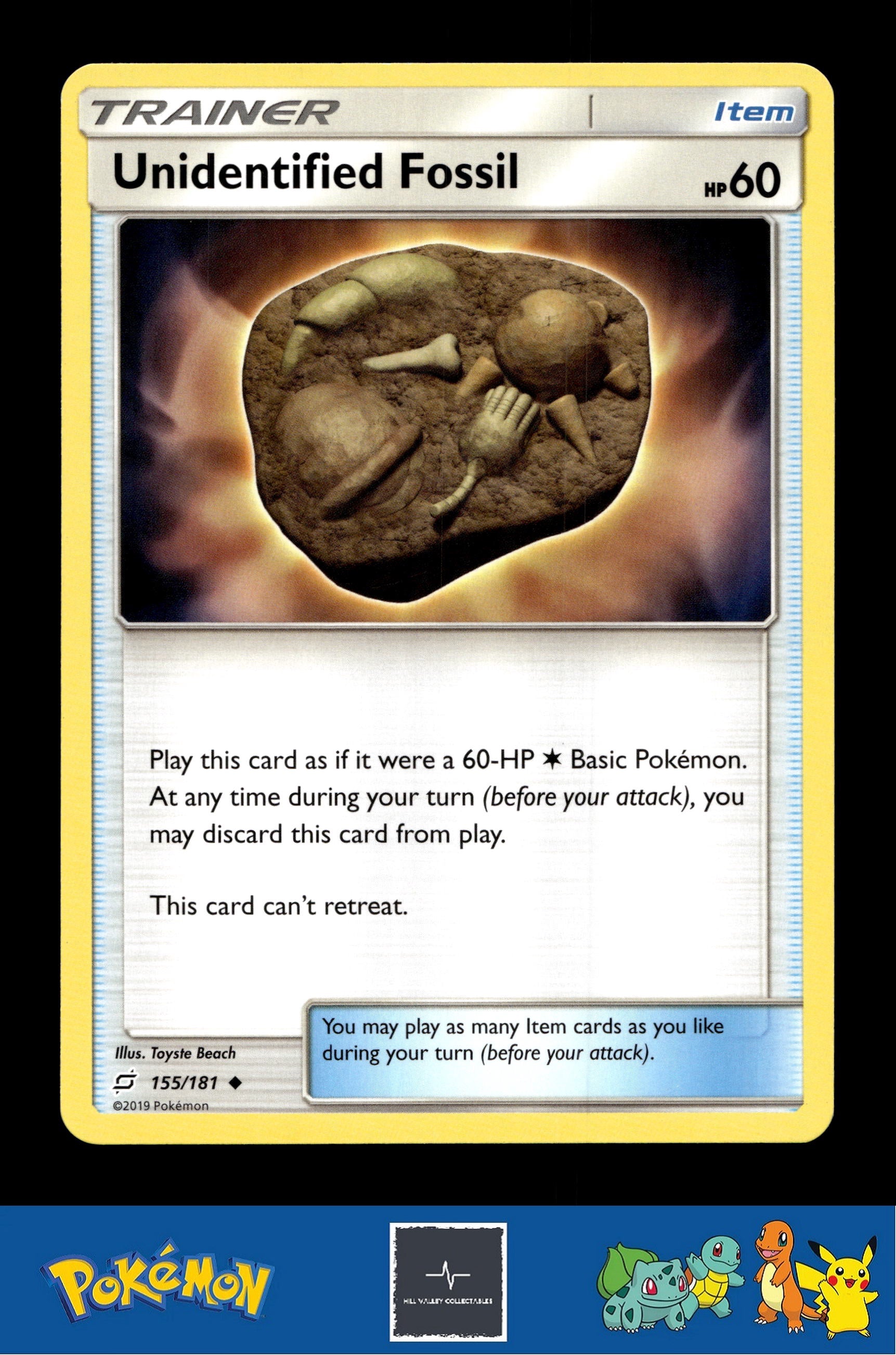 2019 Pokemon SM Team Up 155/181 Unidentified Fossil