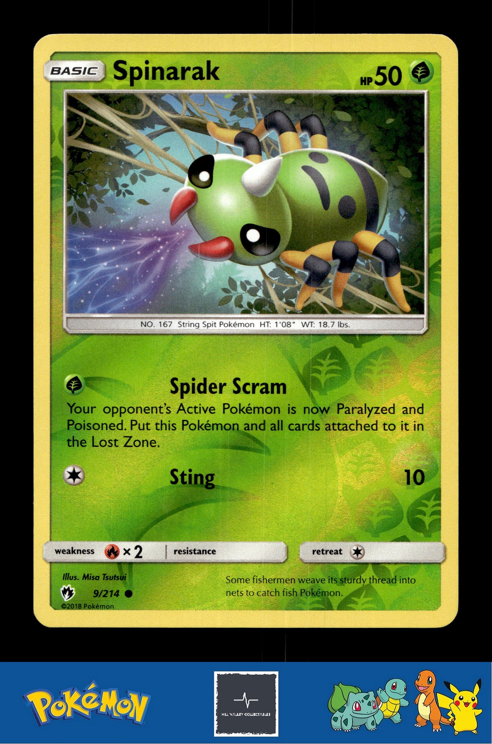 2018 Pokemon SM Lost Thunder 9/214 Spinarak Reverse