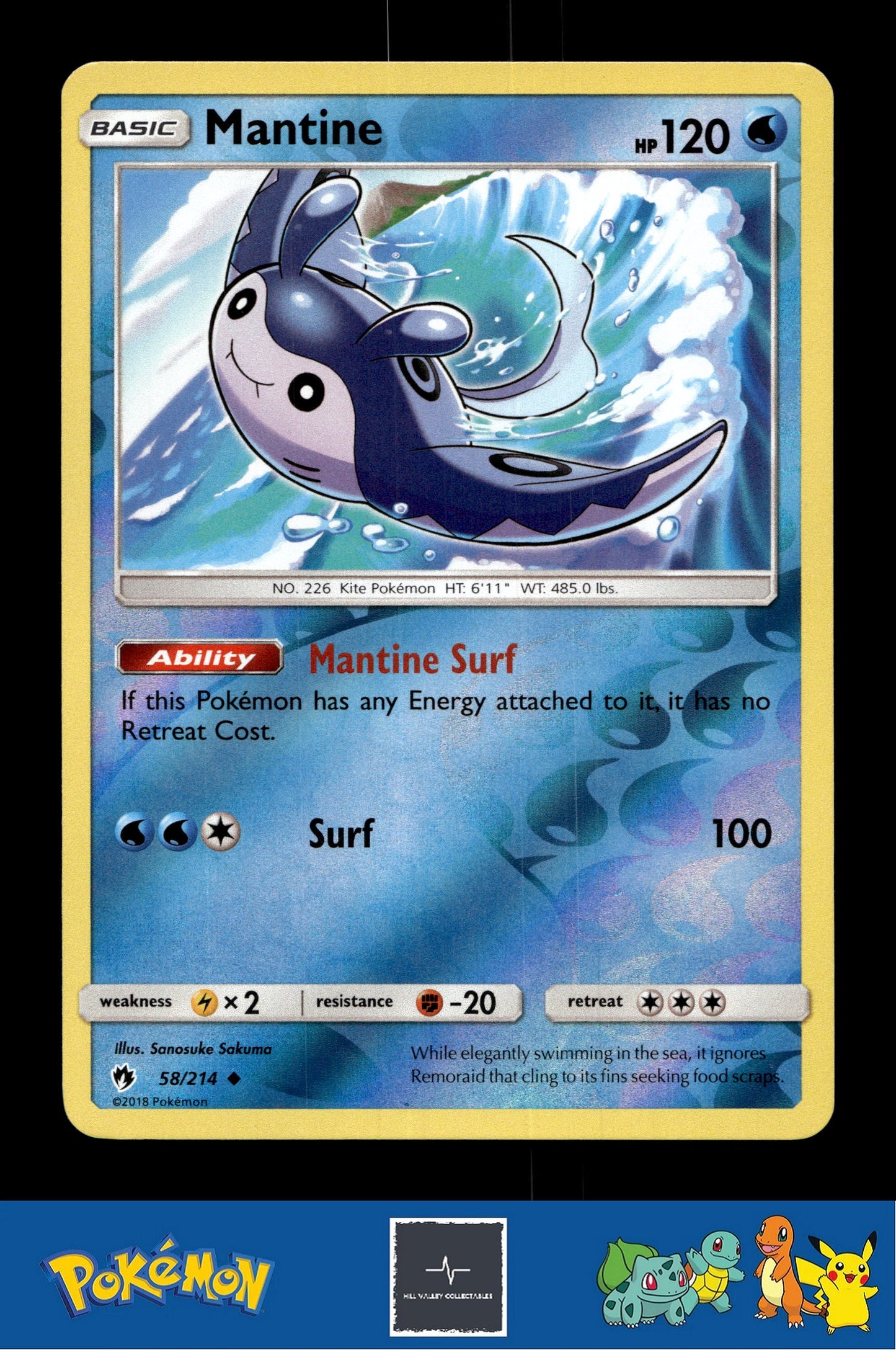 2018 Pokemon SM Lost Thunder 58/214 Mantine Reverse