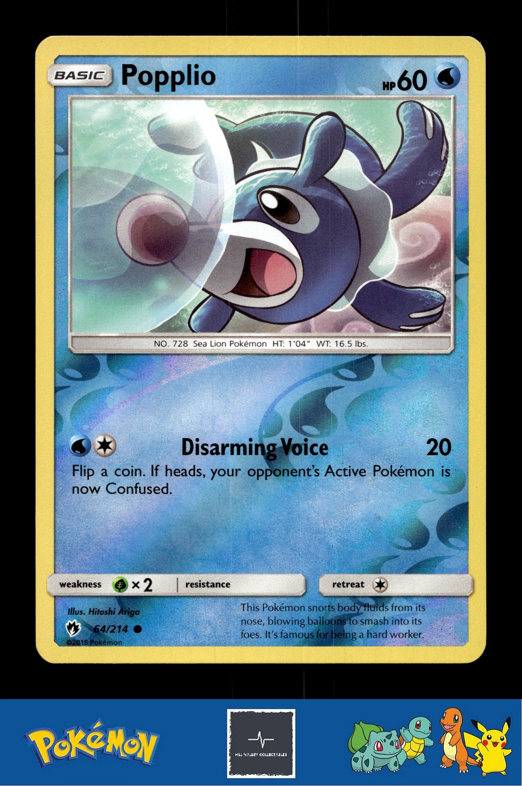 2018 Pokemon SM Lost Thunder 64/214 Popplio Reverse