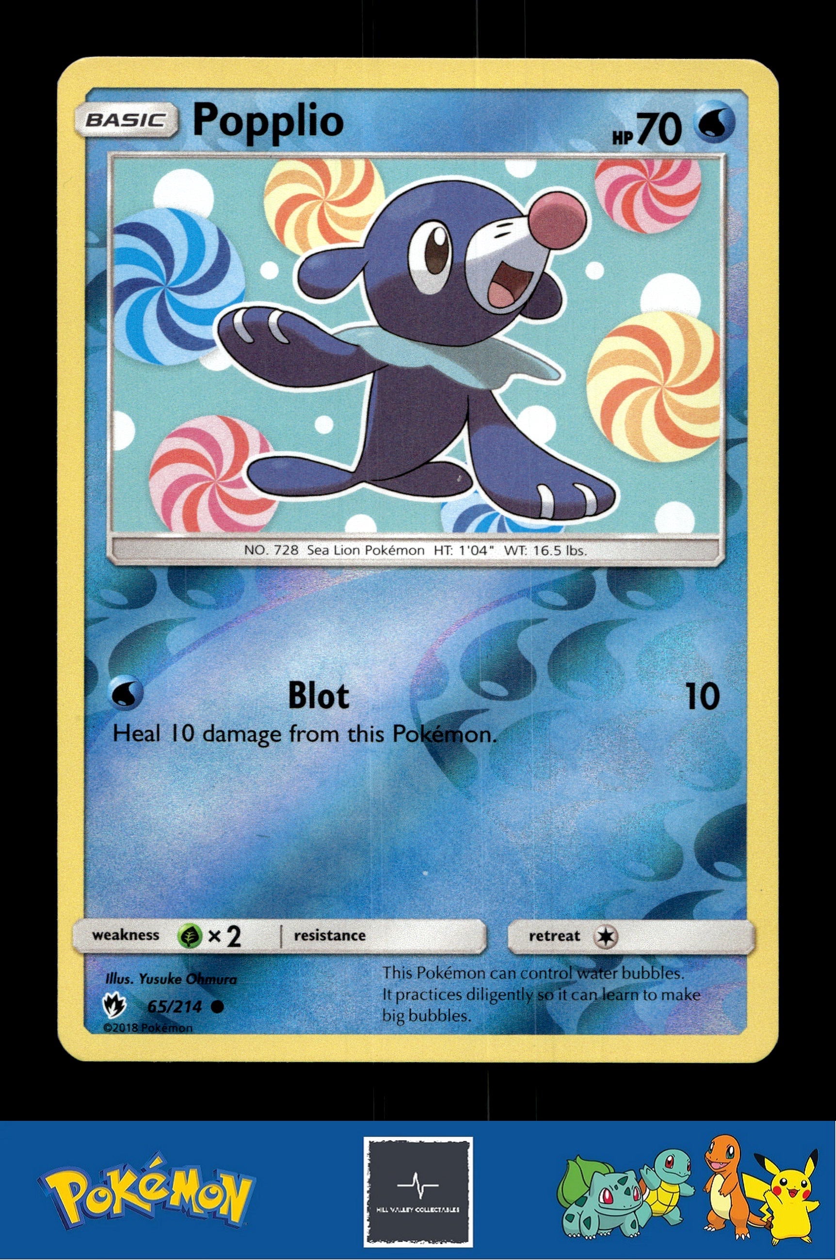 2018 Pokemon SM Lost Thunder 65/214 Popplio Reverse