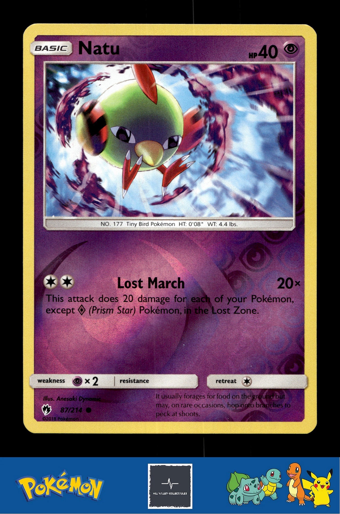 2018 Pokemon SM Lost Thunder 87/214 Natu Reverse