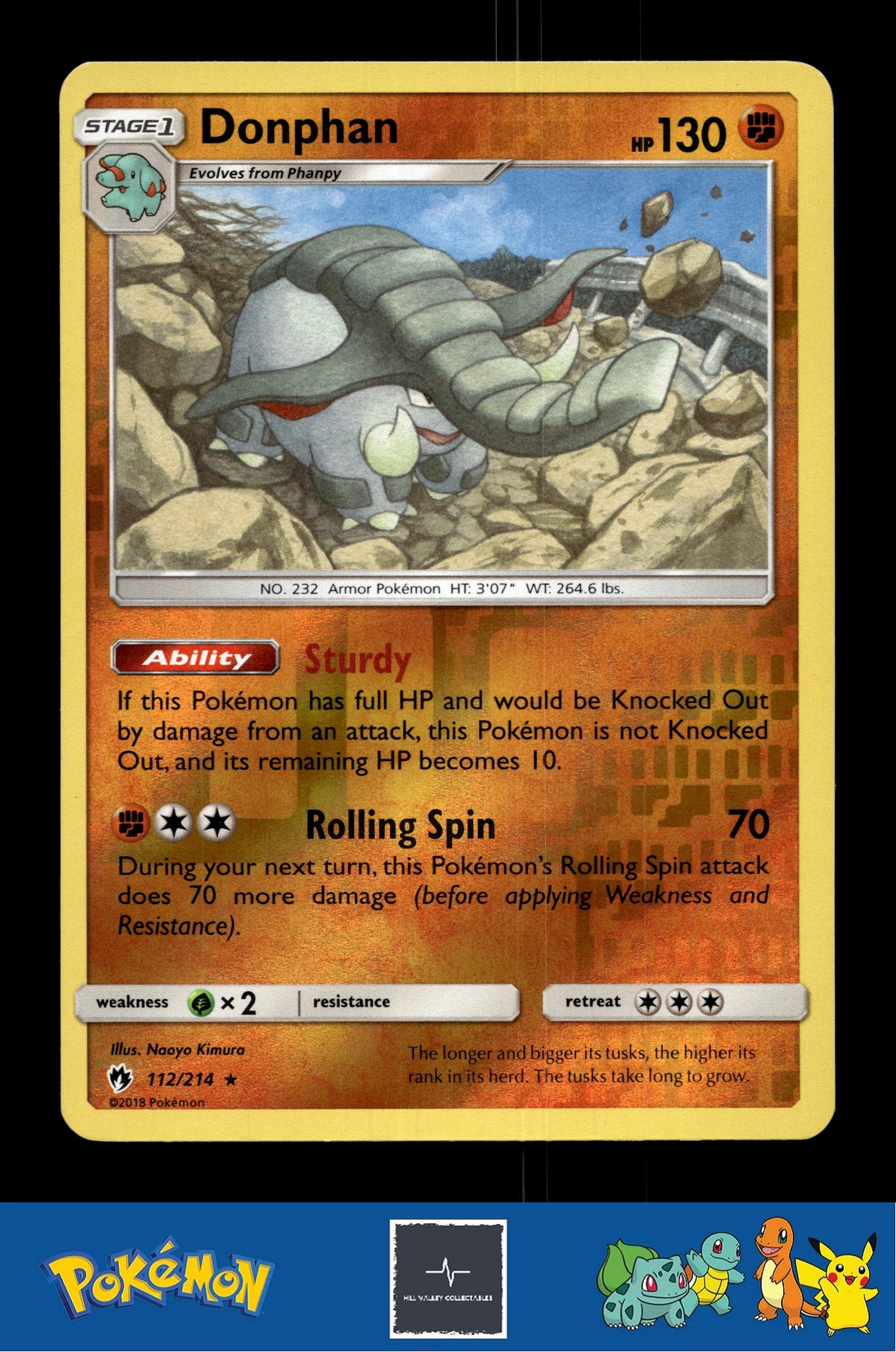 2018 Pokemon SM Lost Thunder 112/214 Donphan Reverse