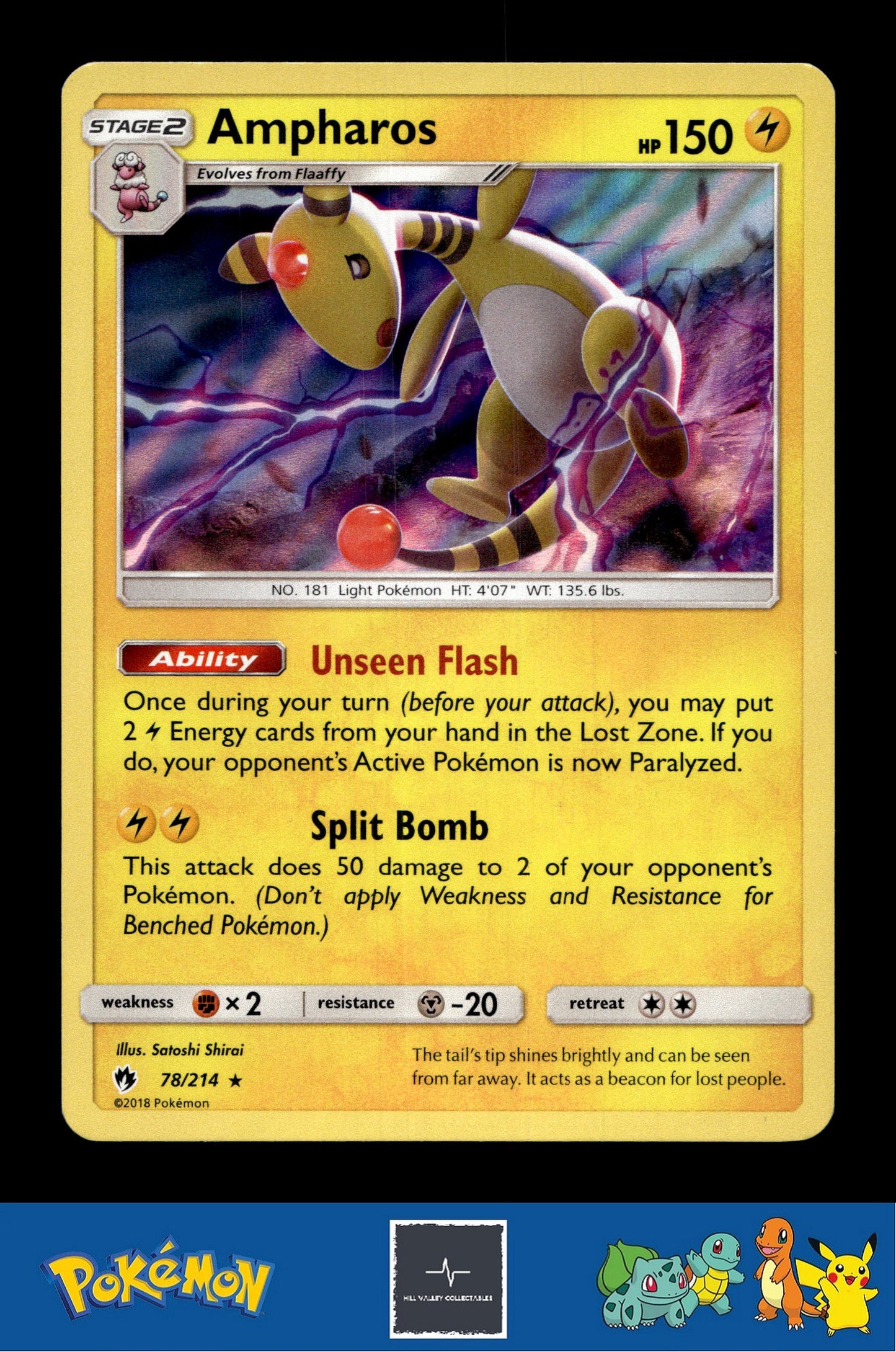2018 Pokemon SM Lost Thunder 78/214 Ampharos Holo