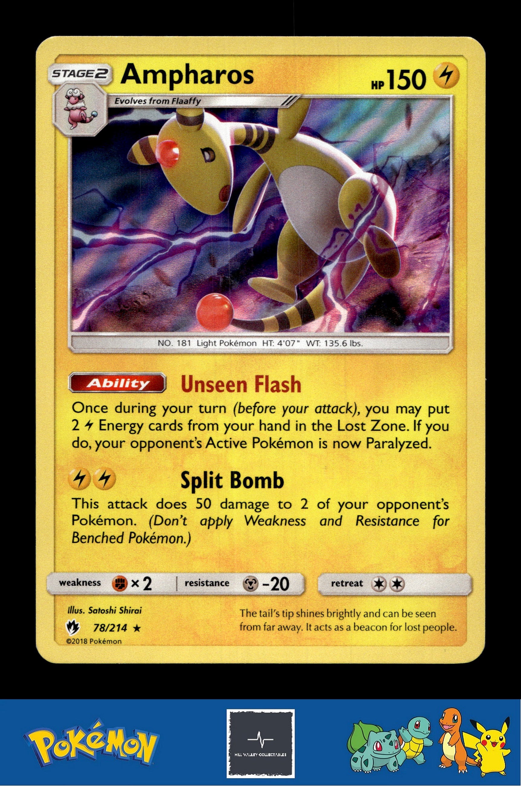 2018 Pokemon SM Lost Thunder 78/214 Ampharos Holo