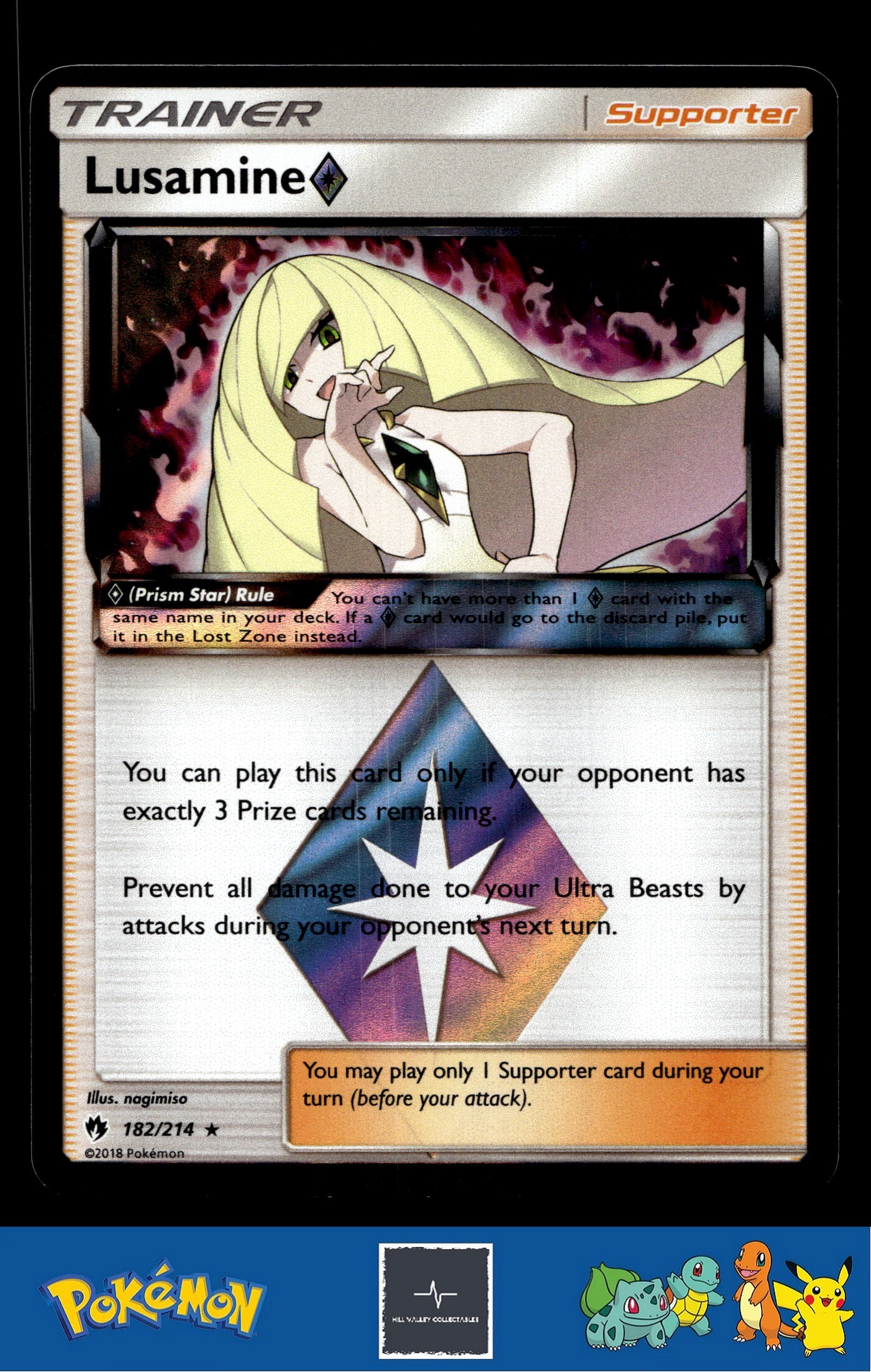 2018 Pokemon SM Lost Thunder 182/214 Lusamine Prism Star