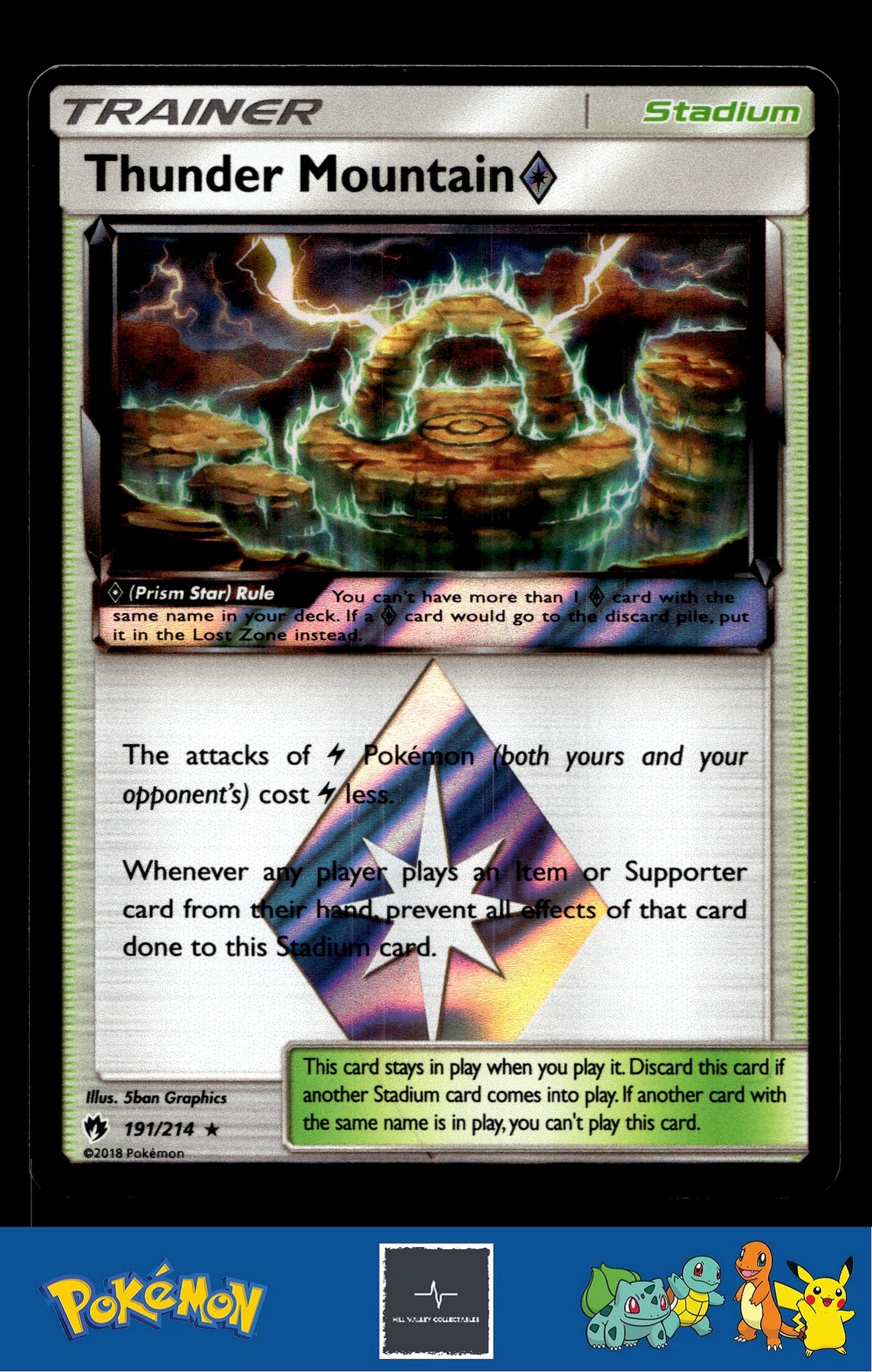 2018 Pokemon SM Lost Thunder 191/214 Thunder Mountain Prism Star