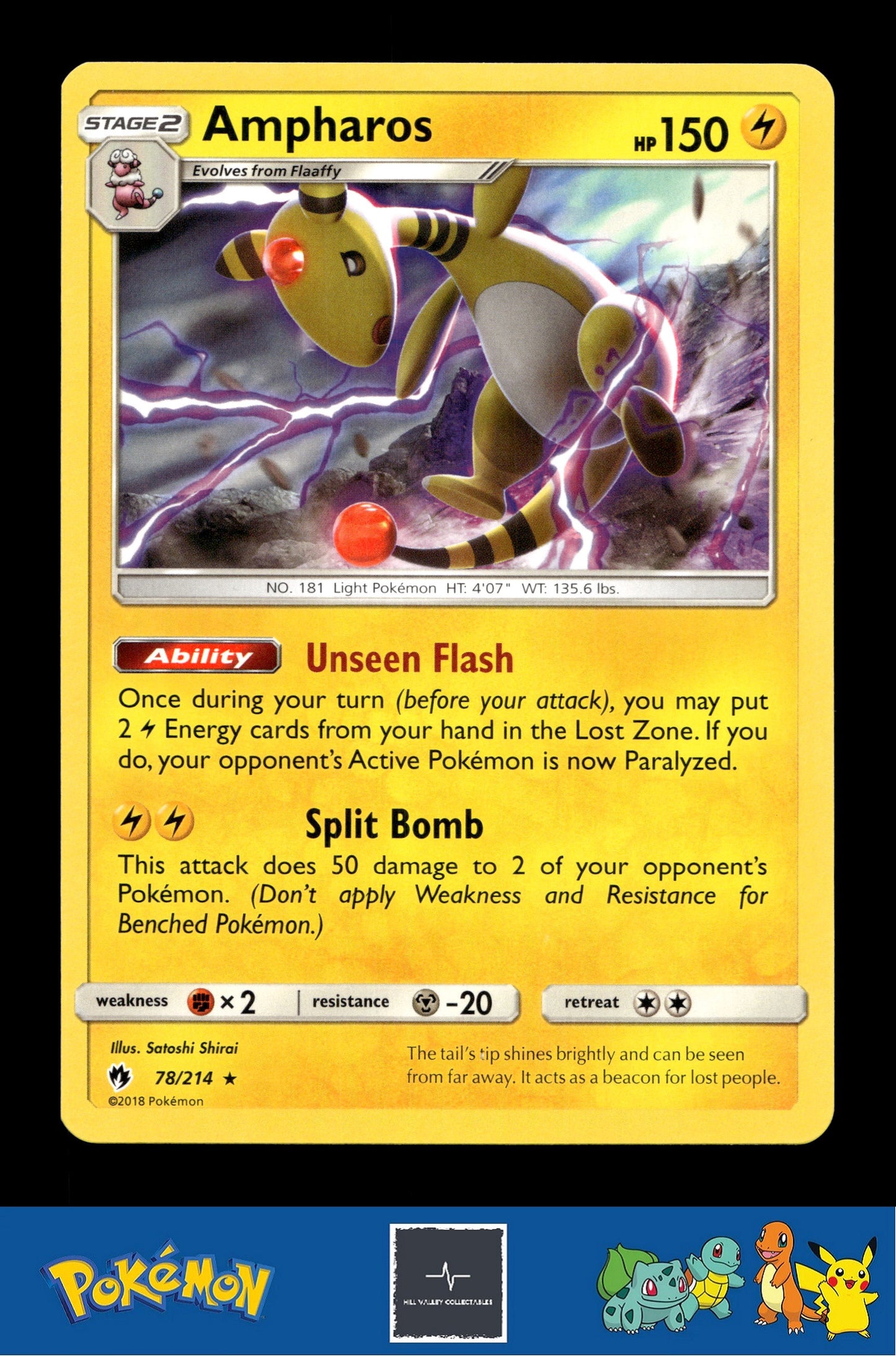 2018 Pokemon SM Lost Thunder 78/214 Ampharos Non-Holo