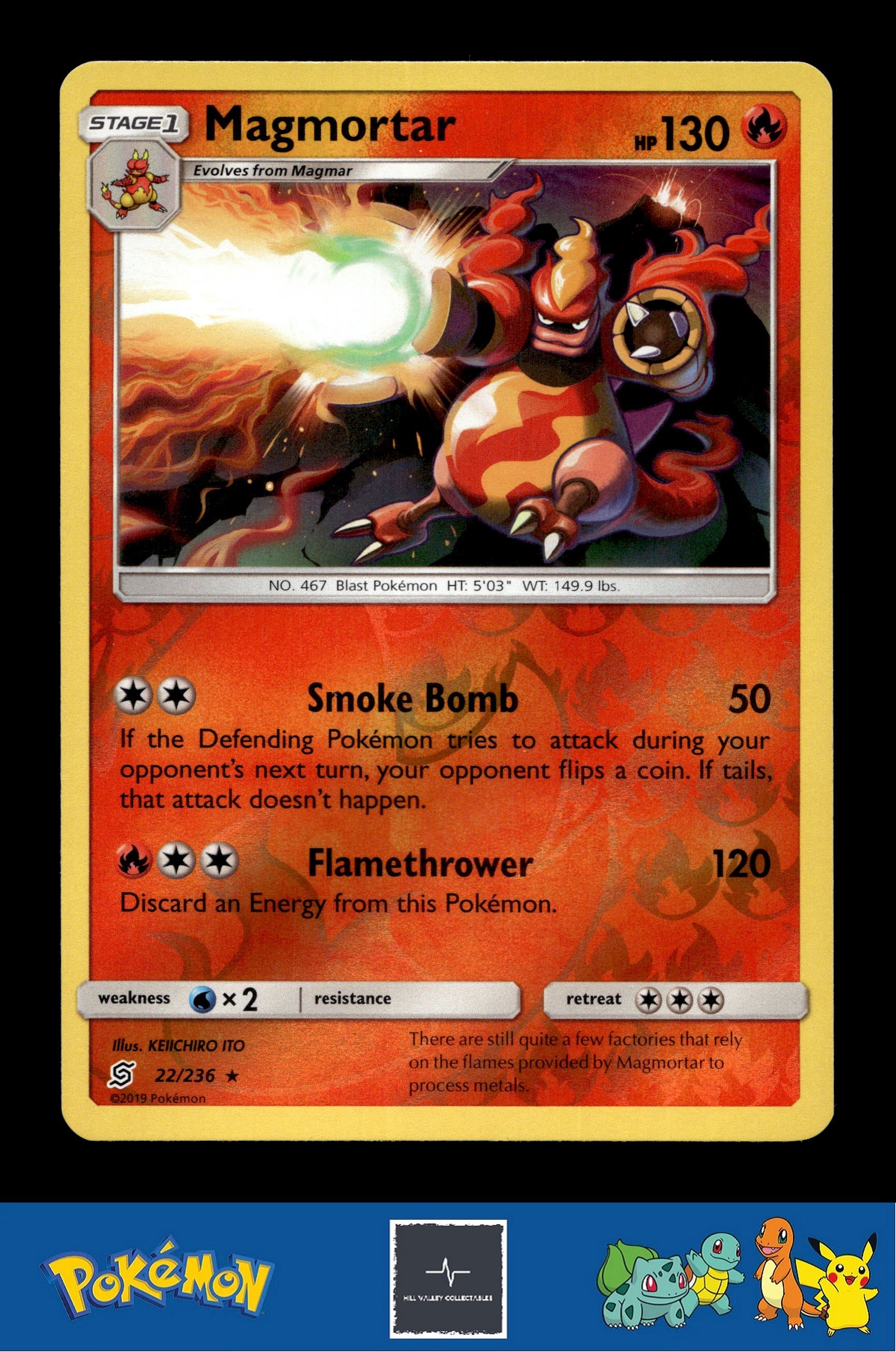 2019 Pokemon SM Unified Minds 22/236 Magmortar Reverse