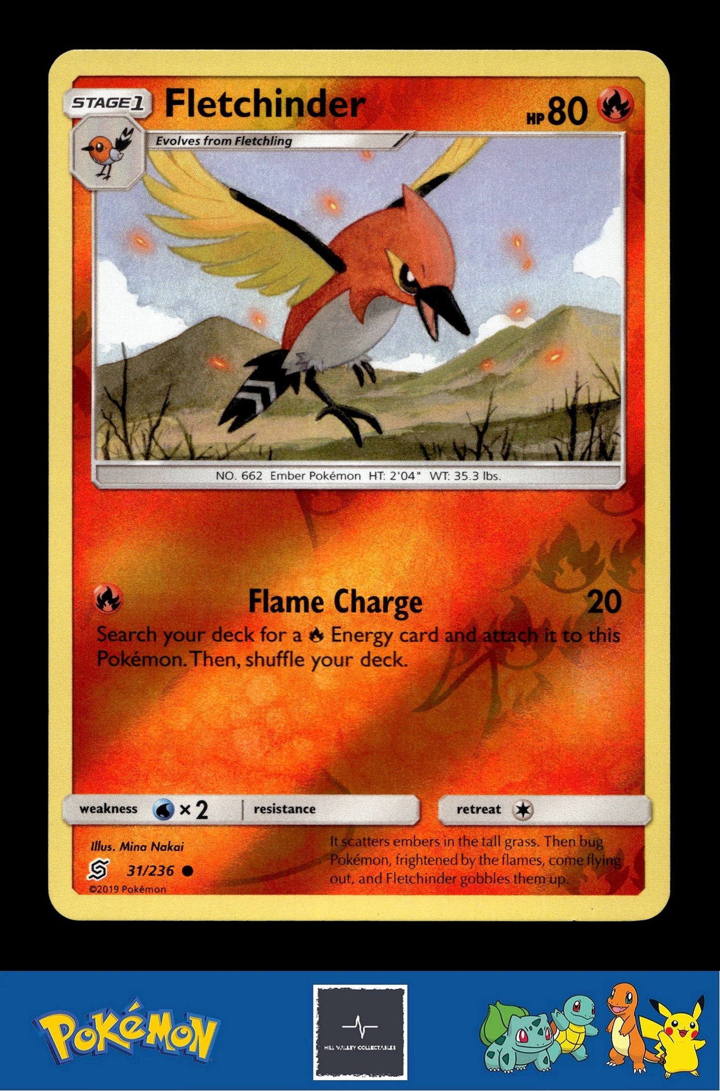 2019 Pokemon SM Unified Minds 31/236 Fletchinder Reverse