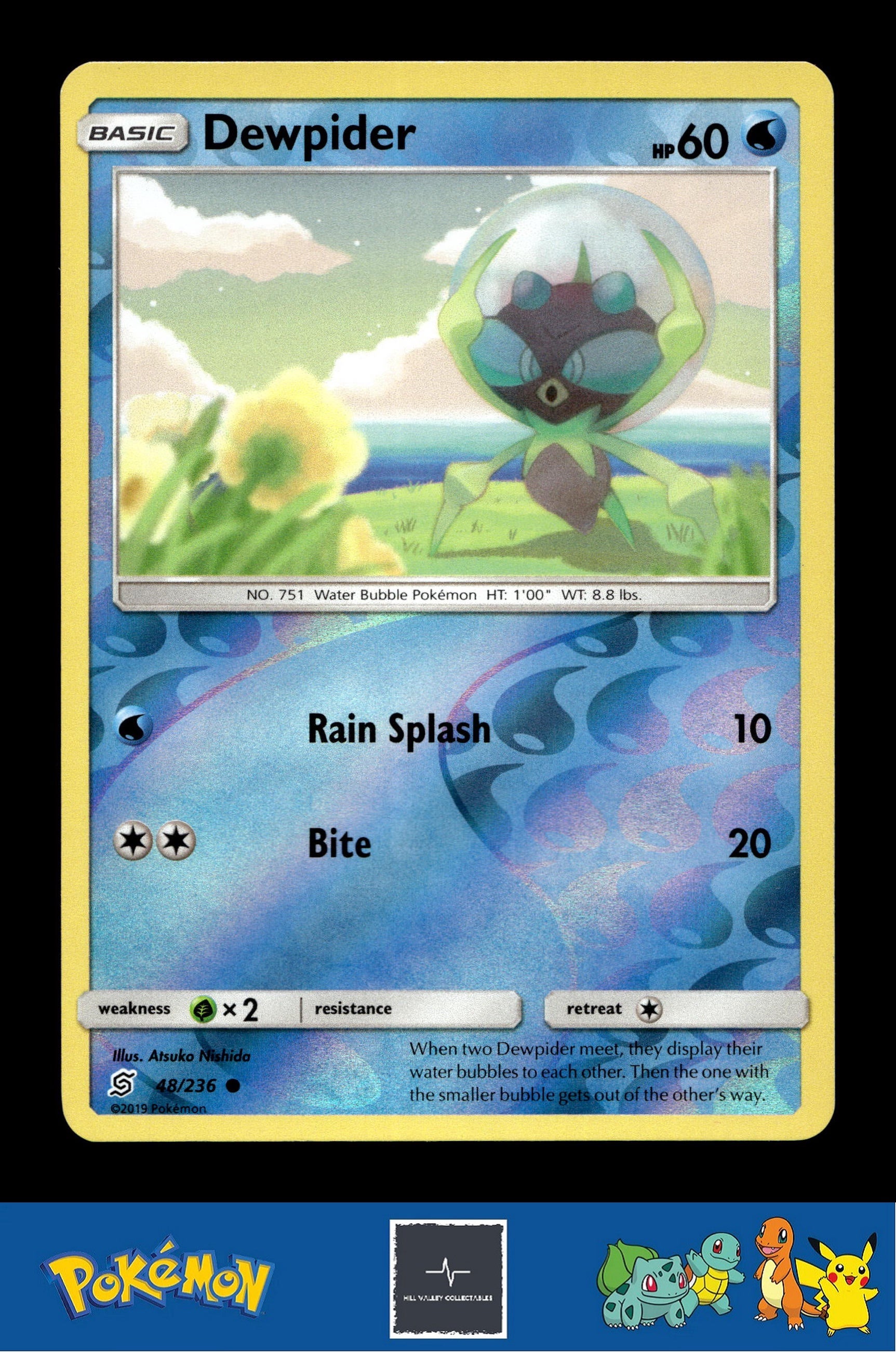 2019 Pokemon SM Unified Minds 48/236 Dewpider Reverse