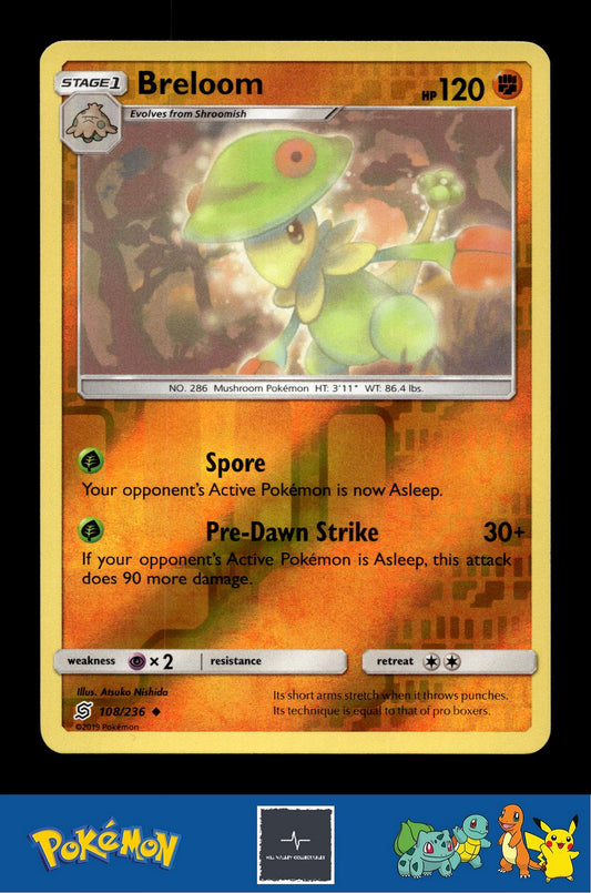 2019 Pokemon SM Unified Minds 108/236 Breloom Reverse