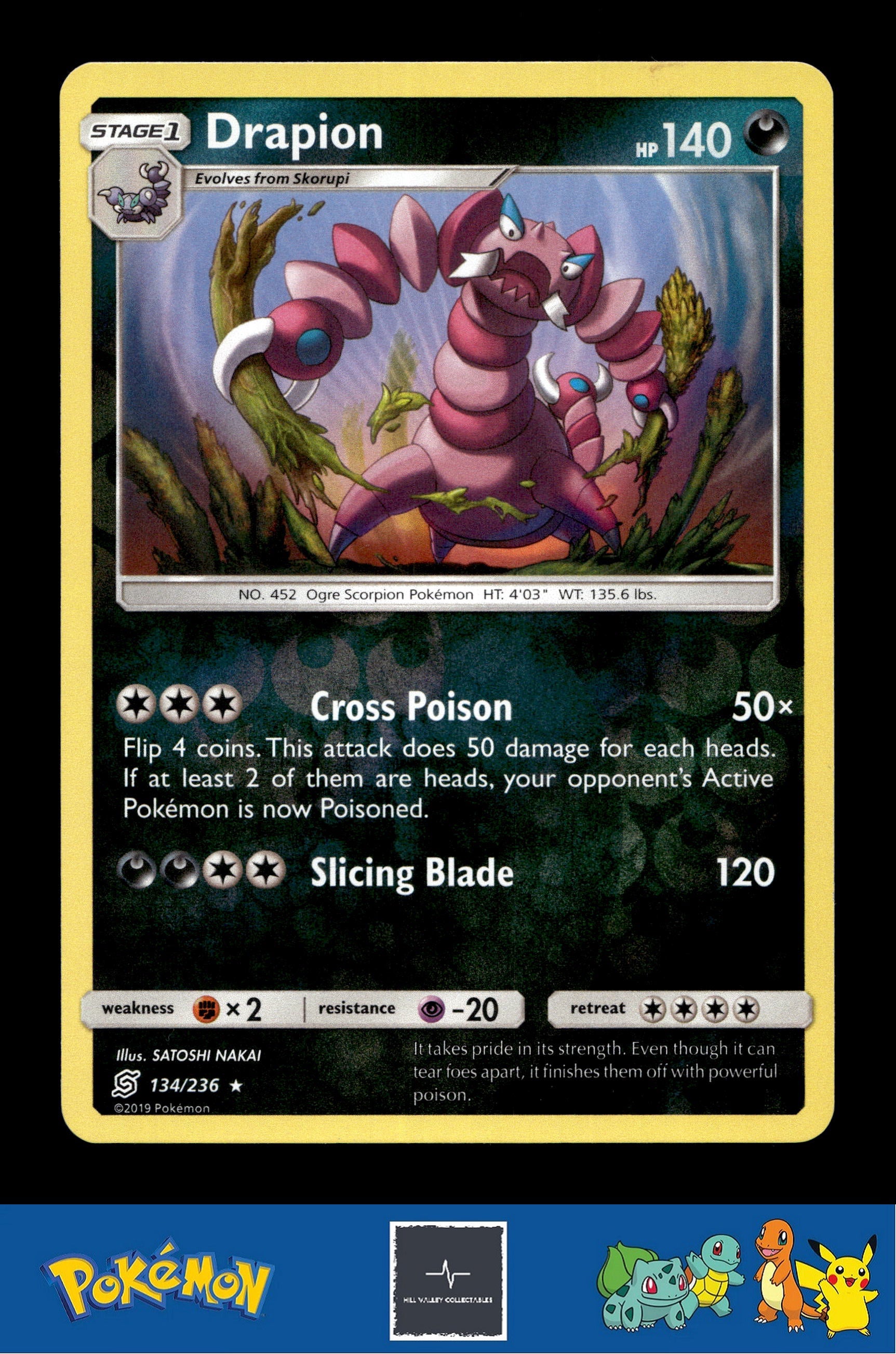 2019 Pokemon SM Unified Minds 134/236 Drapion Reverse