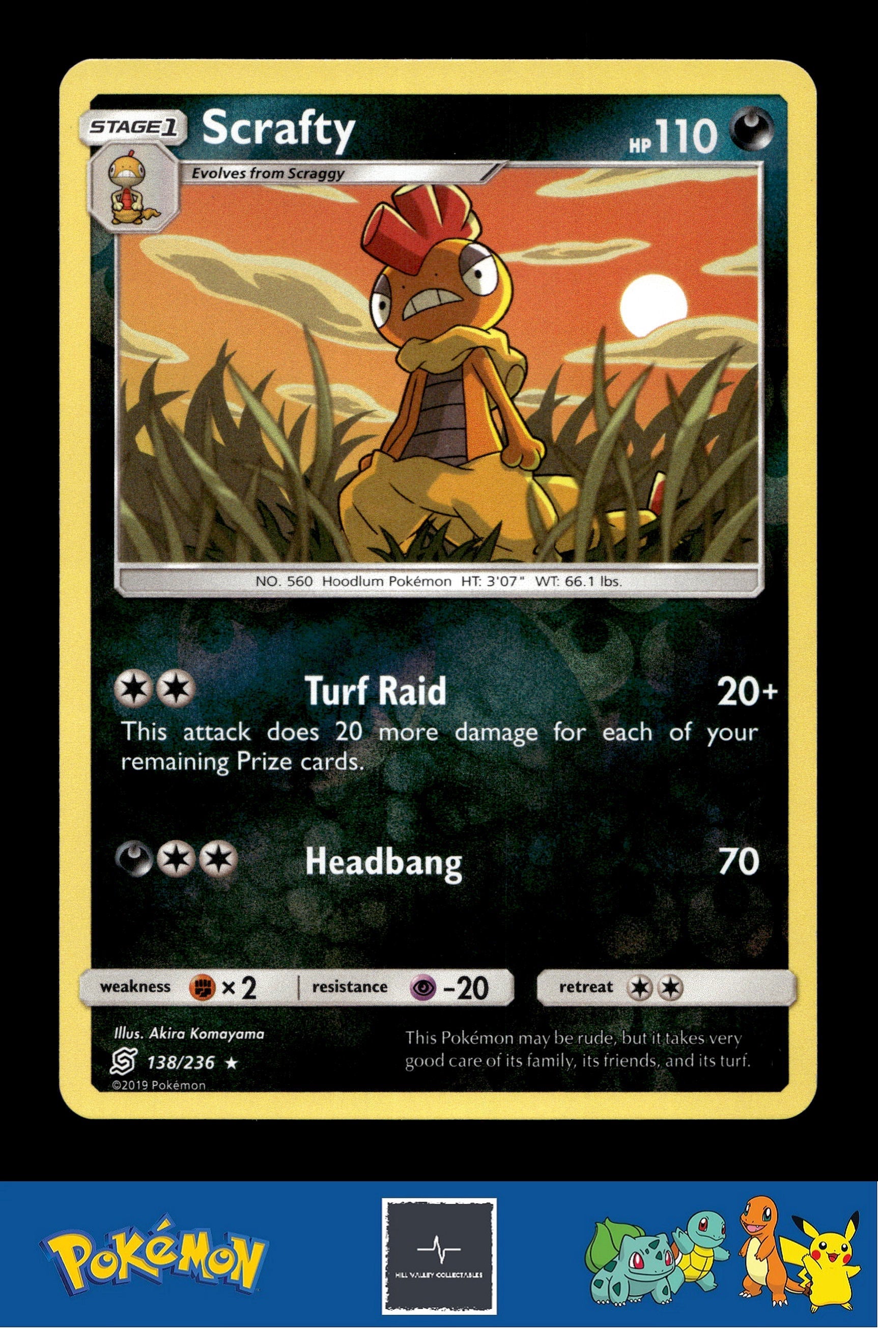 2019 Pokemon SM Unified Minds 138/236 Scrafty Reverse