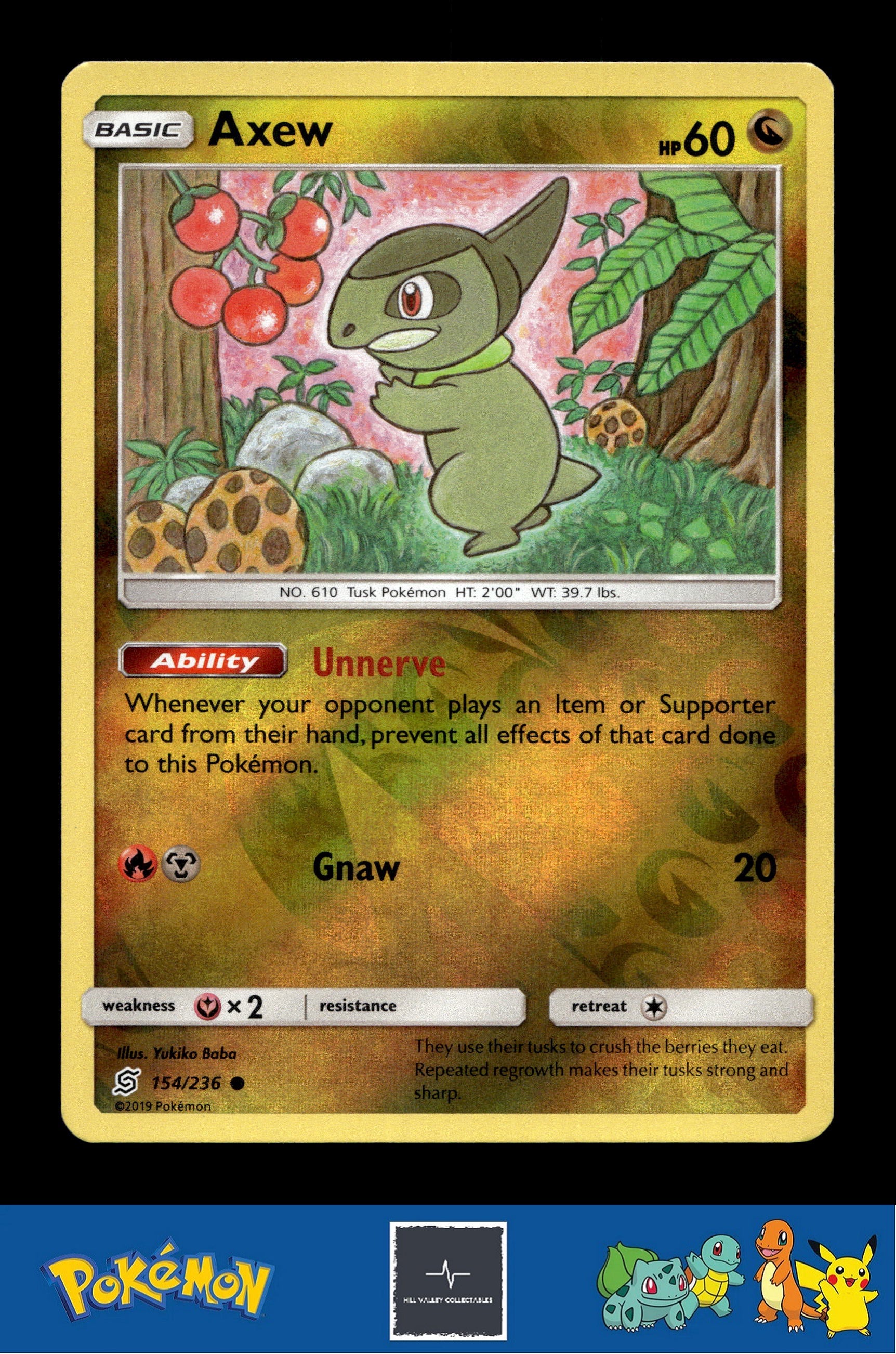2019 Pokemon SM Unified Minds 154/236 Axew Reverse