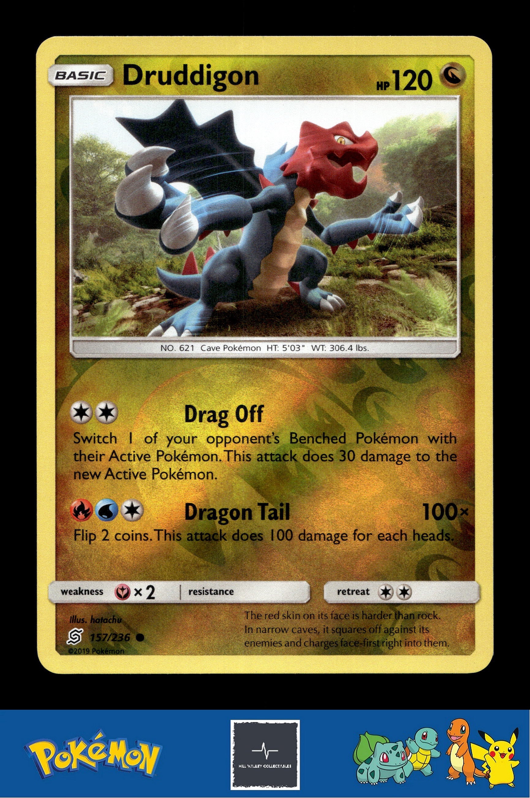 2019 Pokemon SM Unified Minds 157/236 Druddigon Reverse