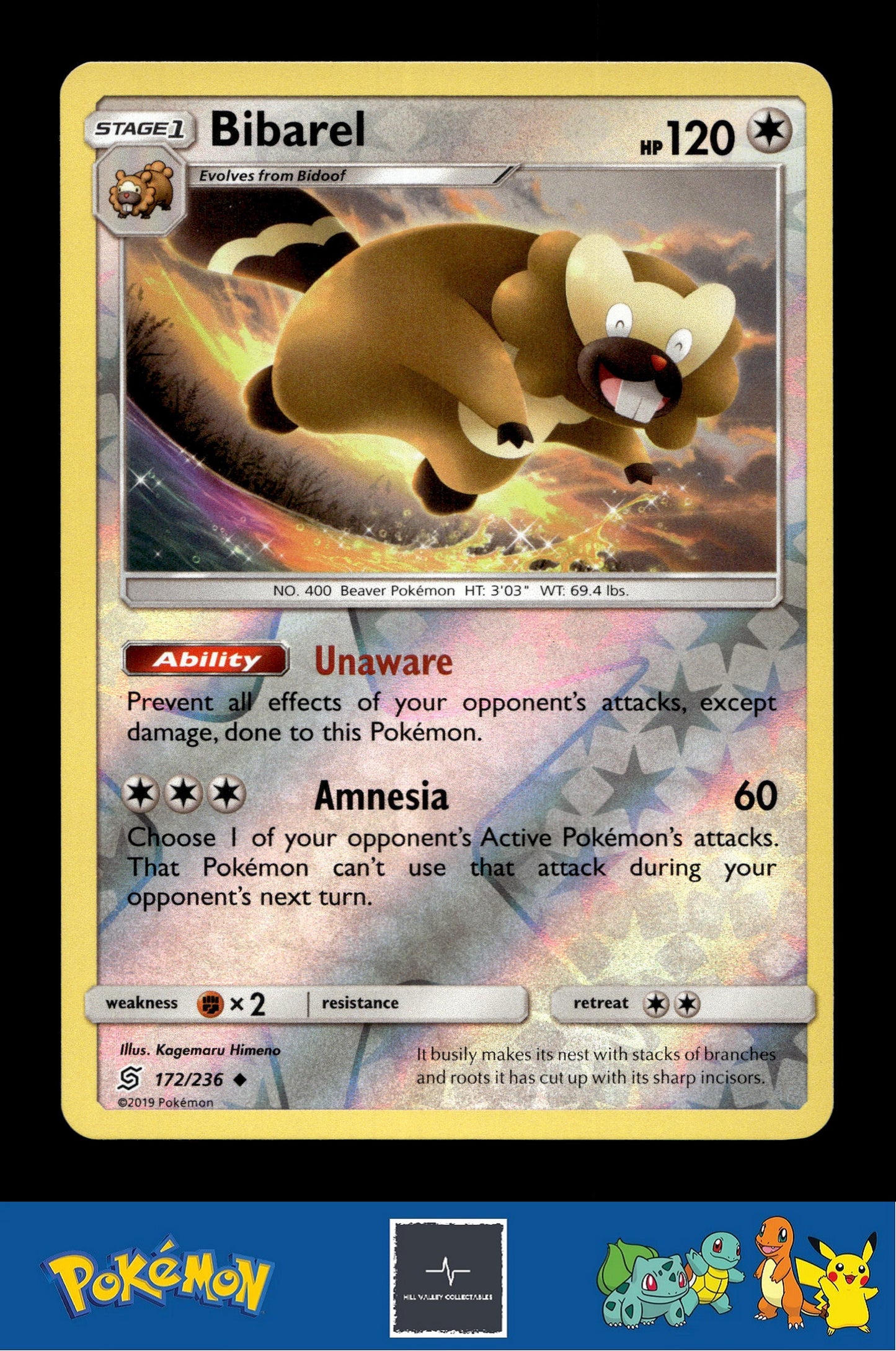 2019 Pokemon SM Unified Minds 172/236 Bibarel Reverse