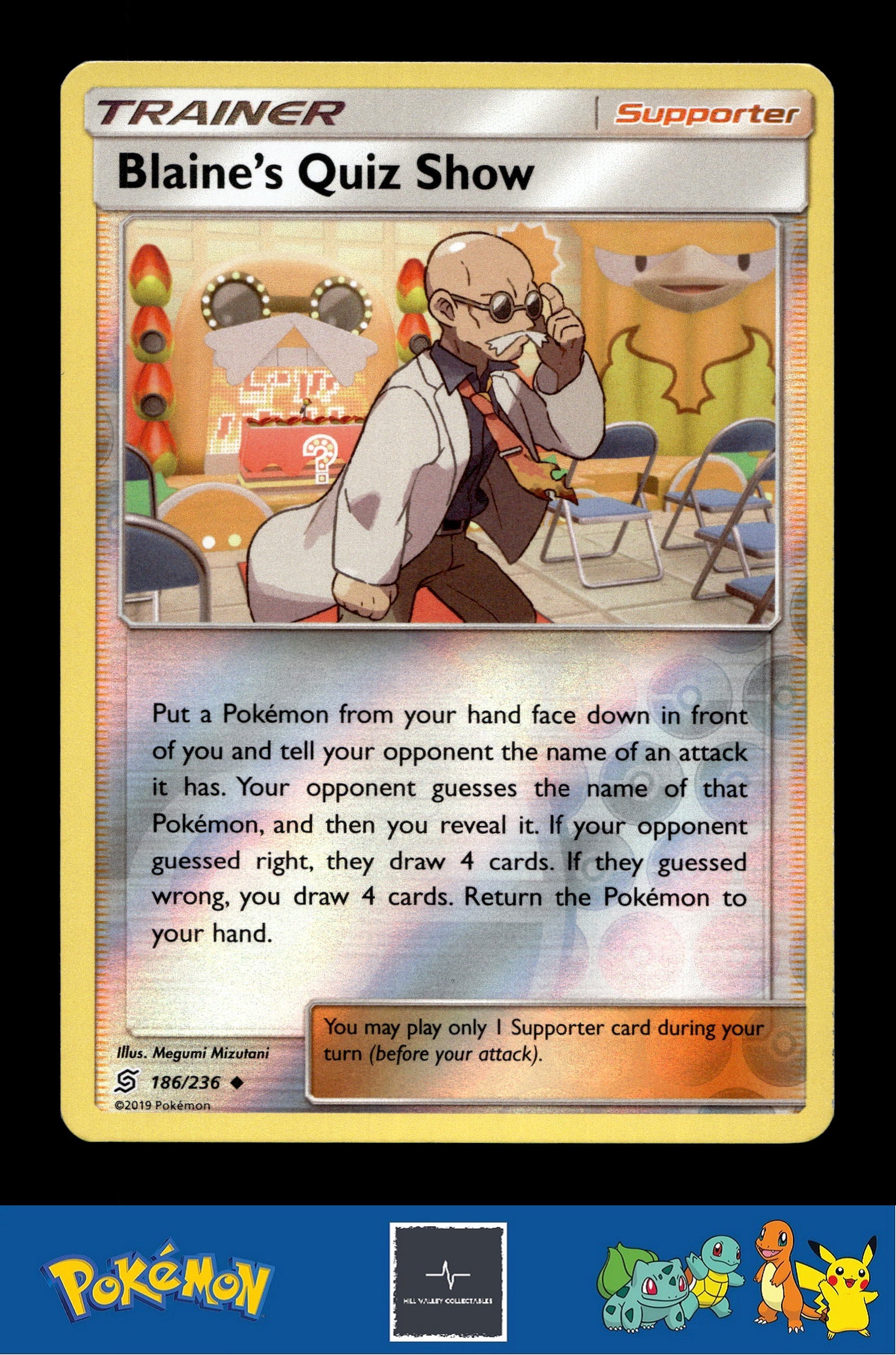 2019 Pokemon SM Unified Minds 186/236 Blaine's Quiz Show Reverse