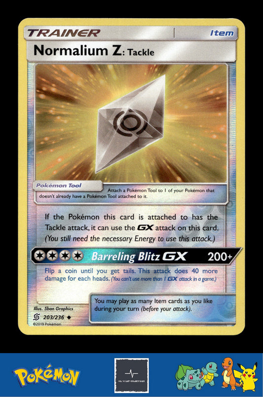 2019 Pokemon SM Unified Minds 203/236 Normalium Z: Tackle Reverse