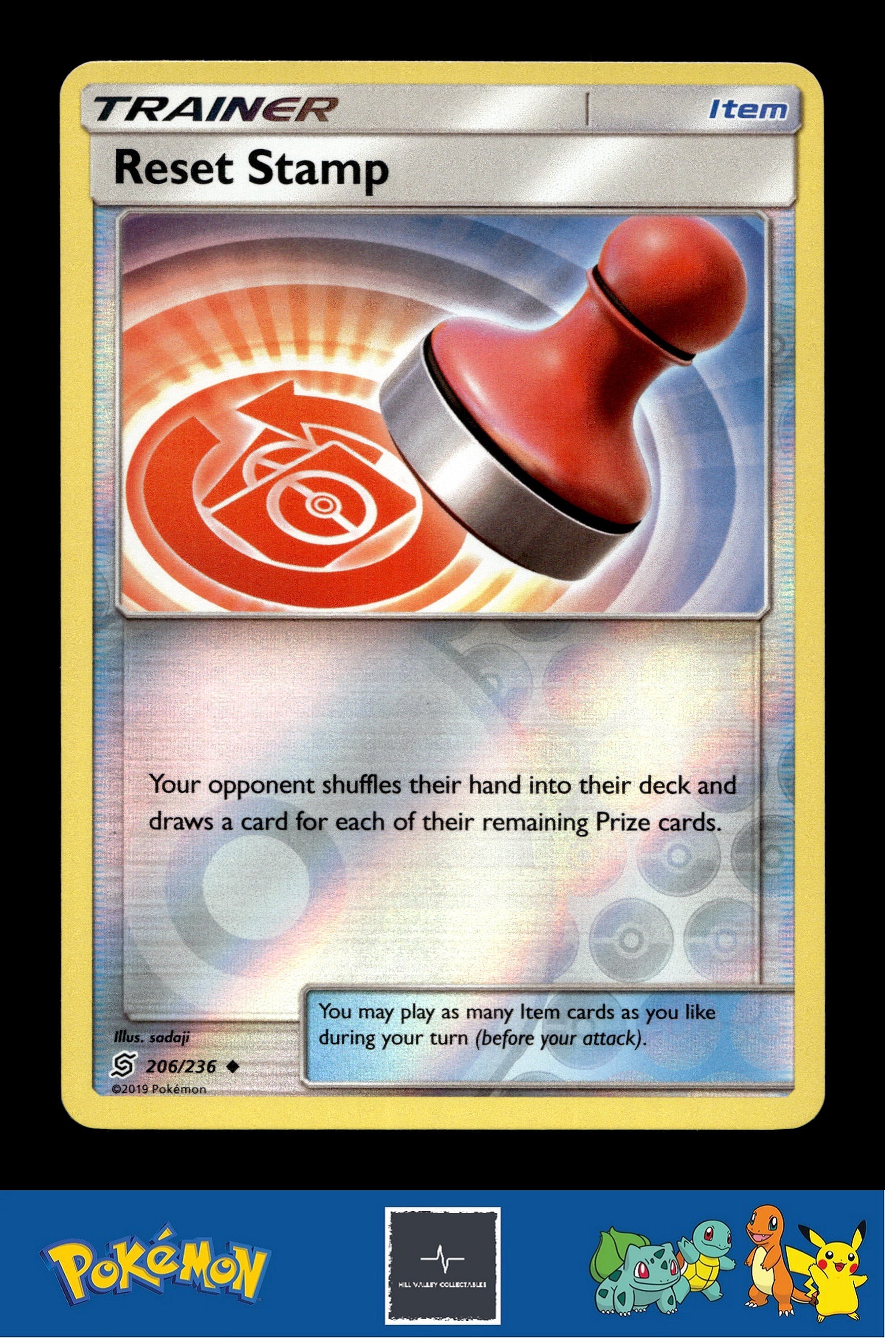 2019 Pokemon SM Unified Minds 206/236 Reset Stamp Reverse