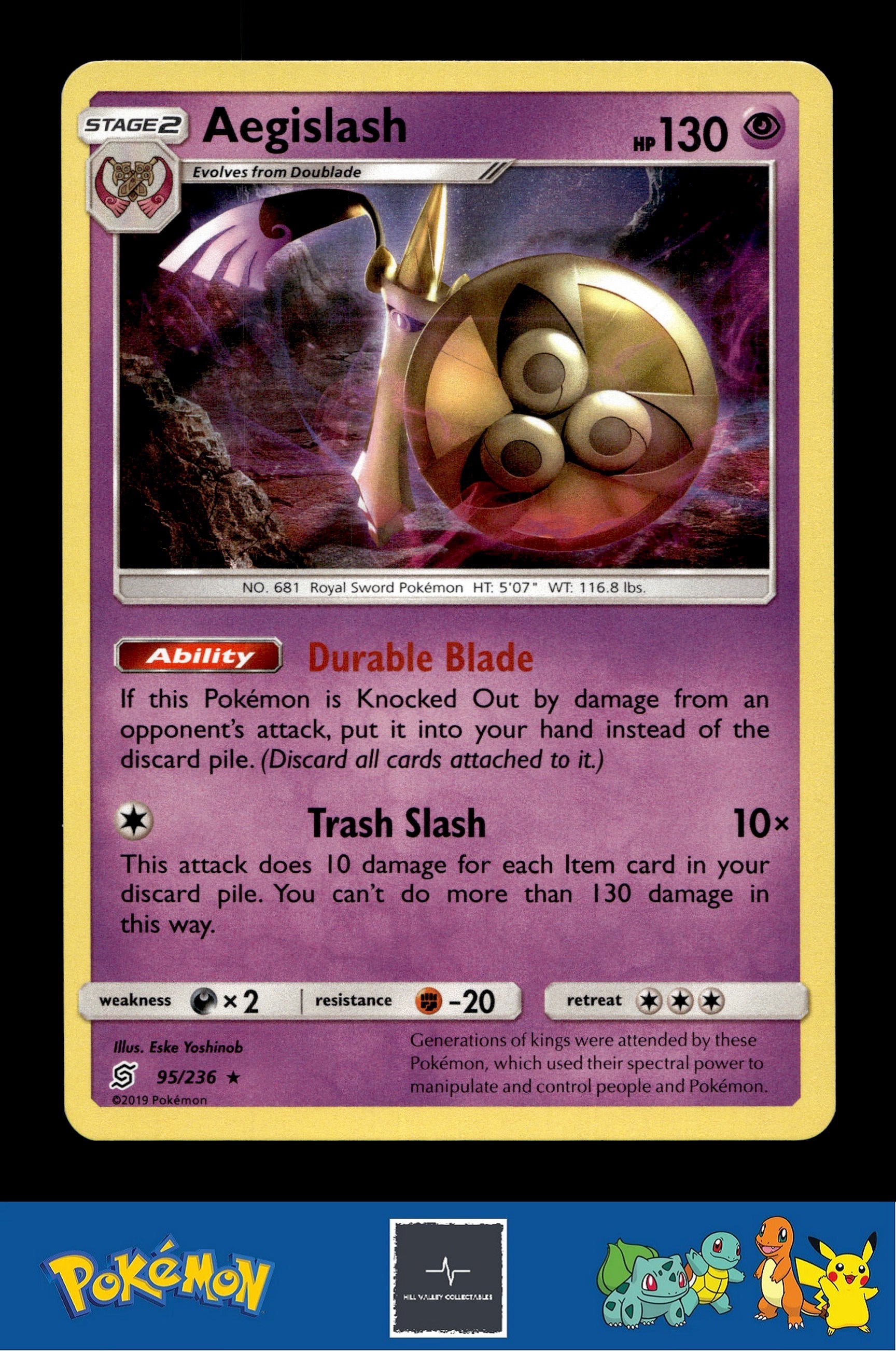 2019 Pokemon SM Unified Minds 95/236 Aegislash Holo