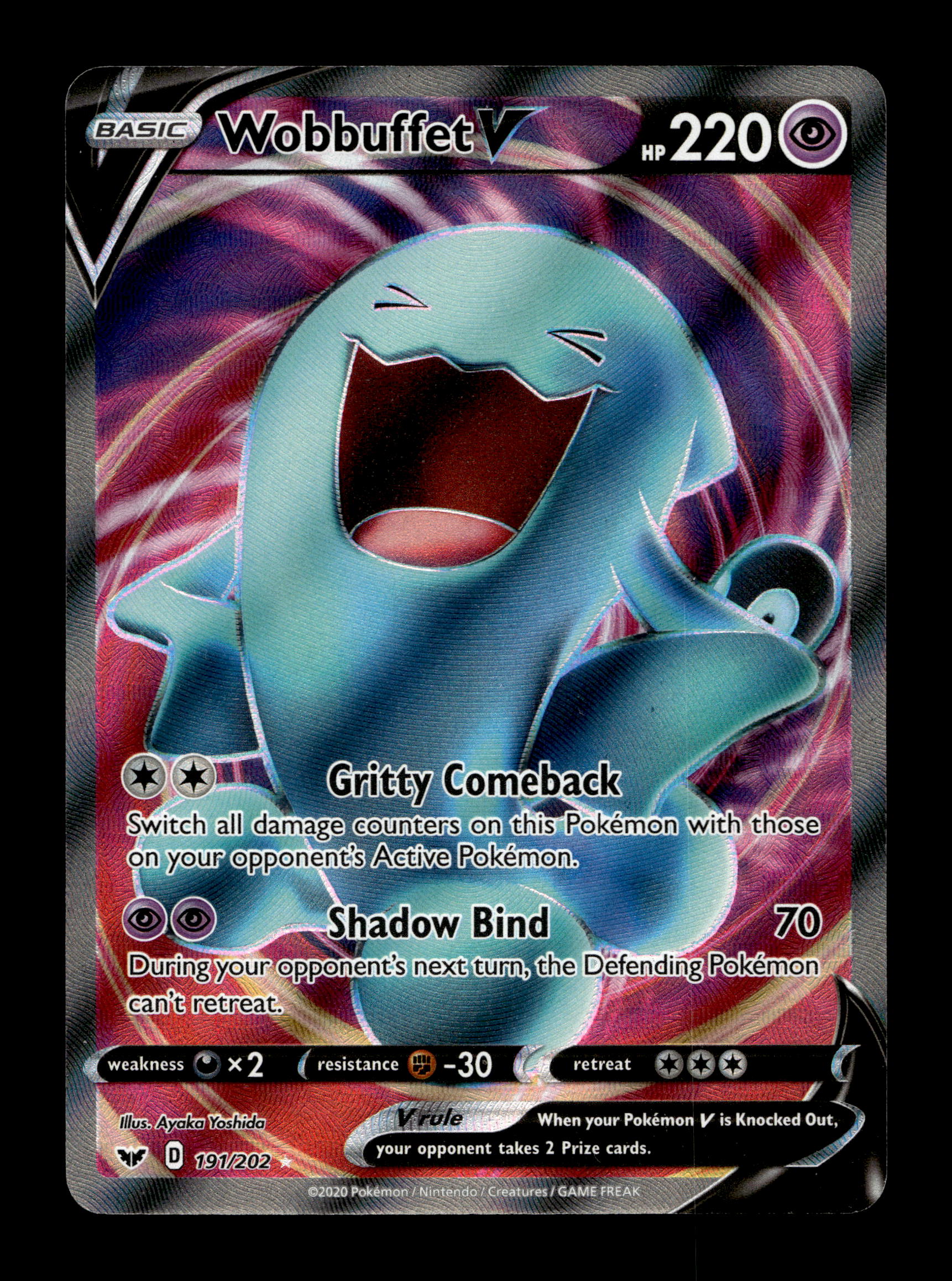 2020 Pokemon SWSH Sword & Shield Base Set 191/202 Wobbuffet V