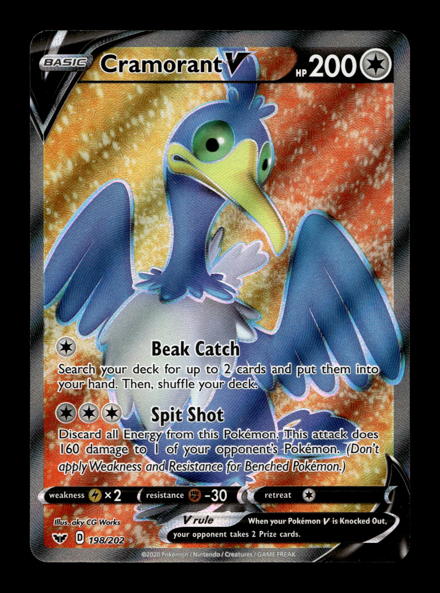 2020 Pokemon SWSH Sword & Shield Base Set 198/202 Cramorant V