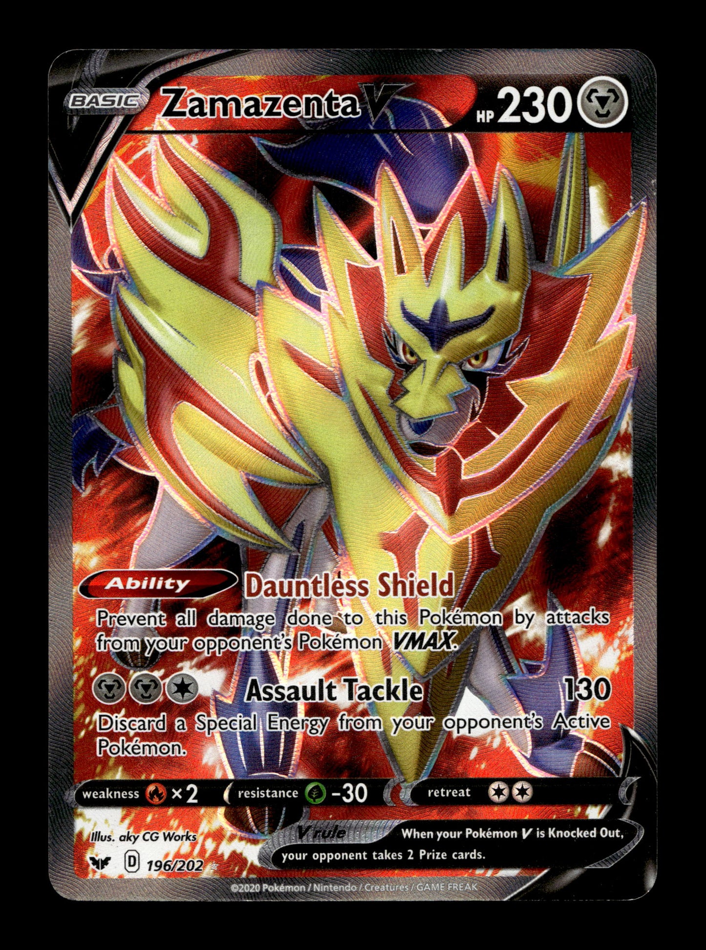 2020 Pokemon SWSH Sword & Shield Base Set 196/202 Zamazenta V