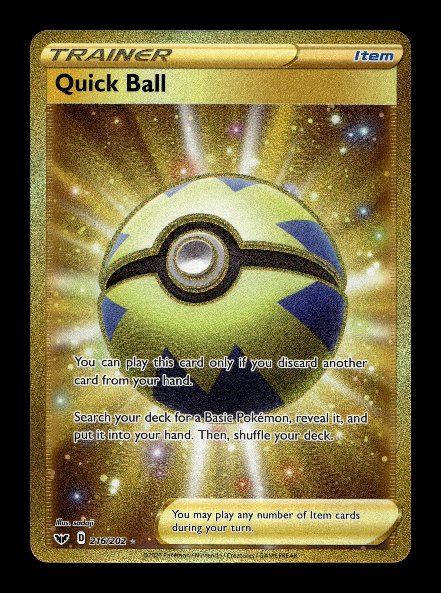 2020 Pokemon SWSH Sword & Shield Base Set 216/202 Quick Ball