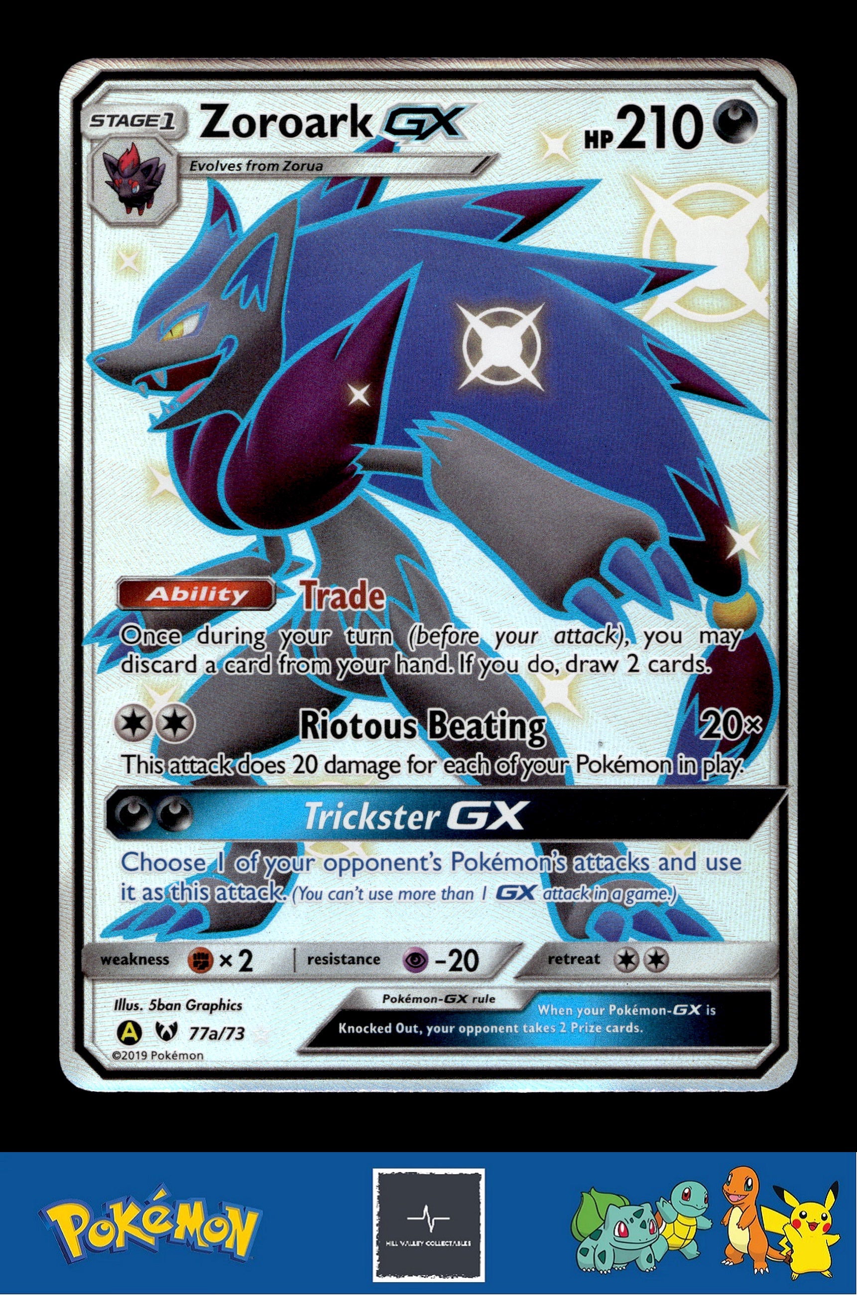 2019 Pokemon SM Hidden Fates 77a/73 Zoroark GX Alternate Art Promos