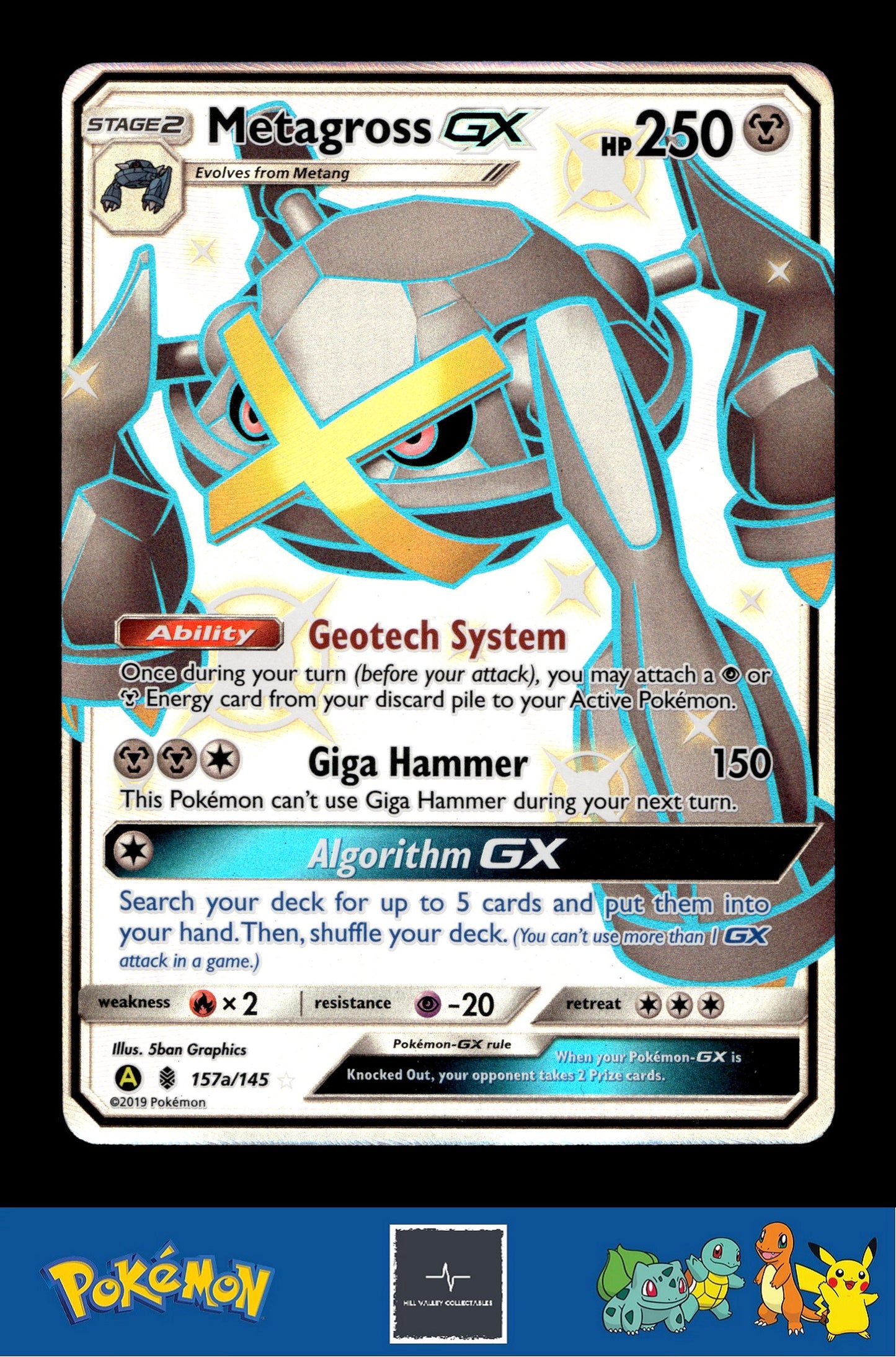 2019 Pokemon SM Hidden Fates 157a/145 Metagross GX Alternate Art Promos