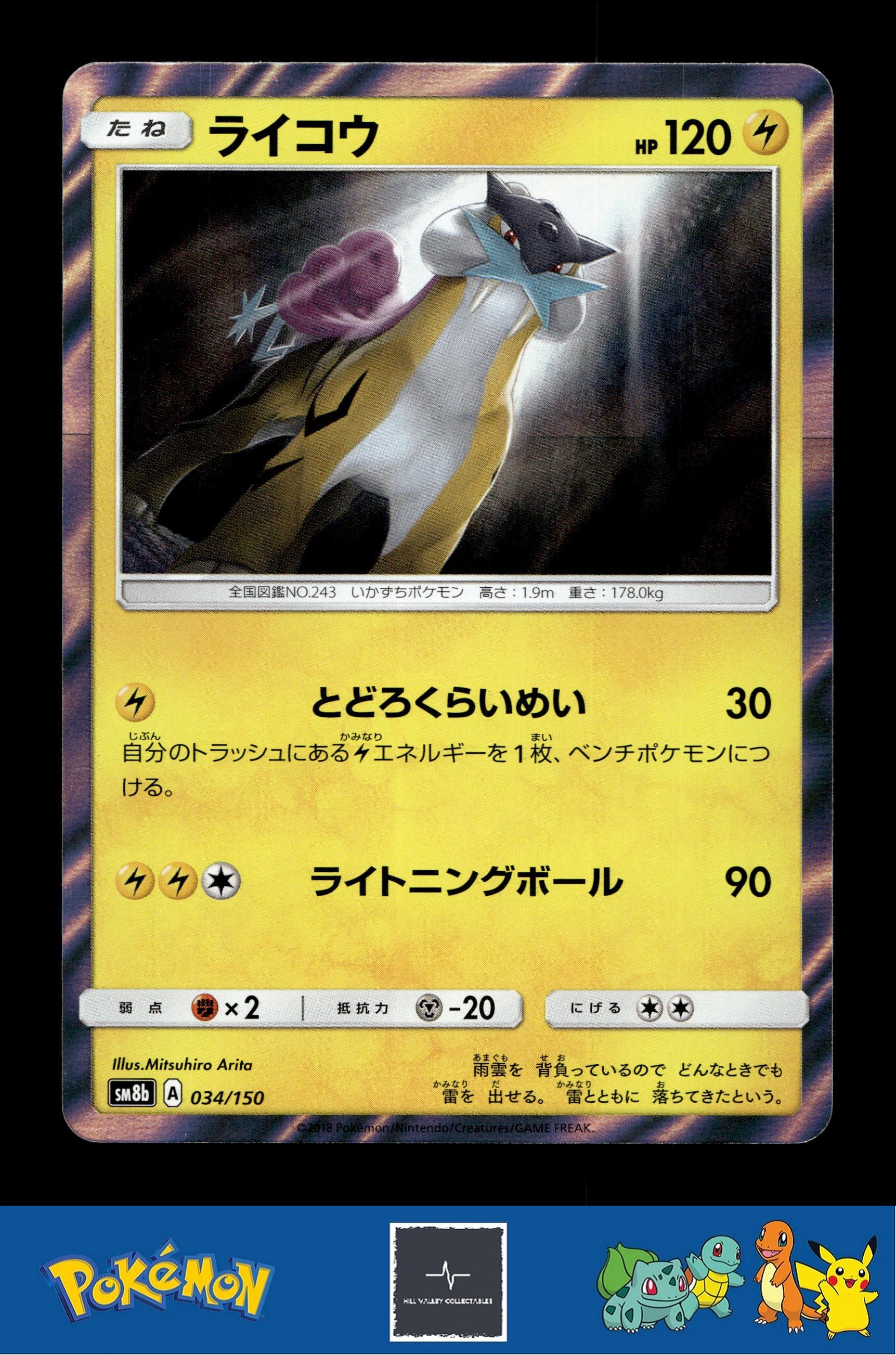 Japanese Pokemon s8b Ultra Shiny GX 034/150 Raikou Holo