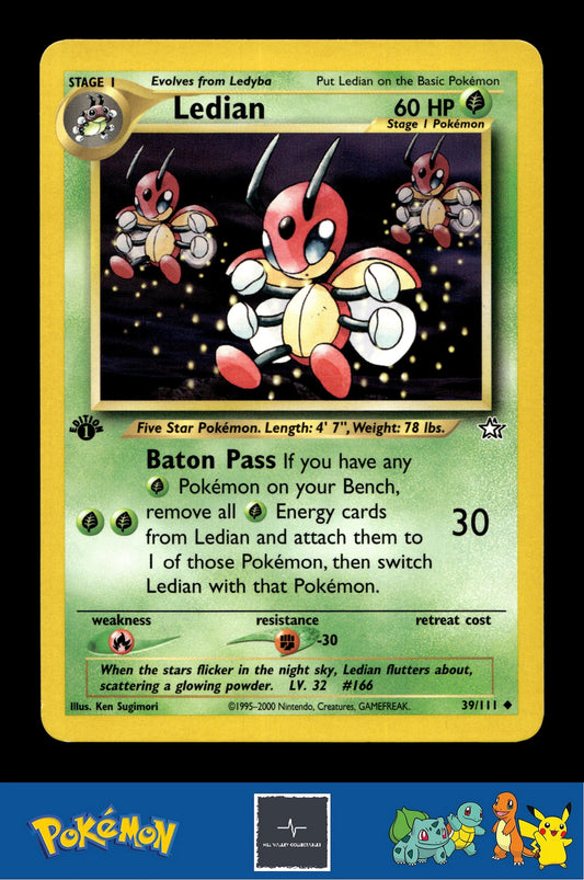 2000 Pokemon WotC Neo Genesis 39/111 Ledian (Sugimori) 1st Ed