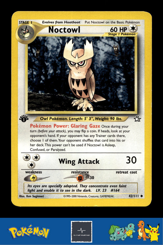 2000 Pokemon WotC Neo Genesis 42/111 Noctowl (Sugimori) 1st Ed