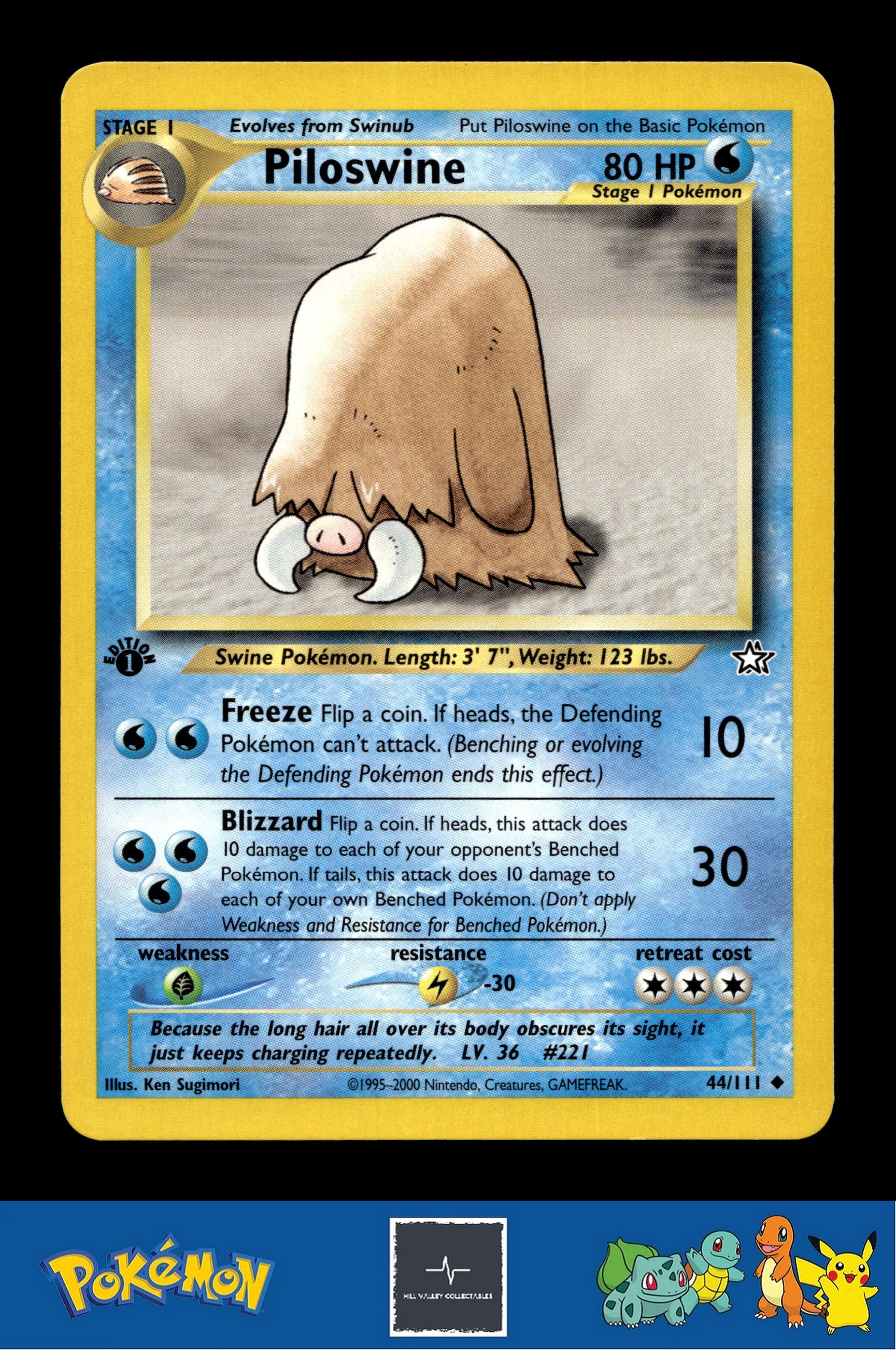 2000 Pokemon WotC Neo Genesis 44/111 Piloswine (Sugimori) 1st Ed