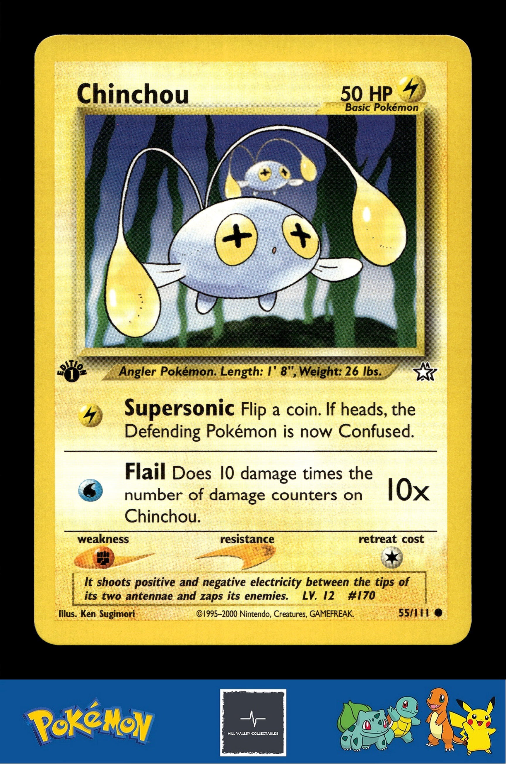 2000 Pokemon WotC Neo Genesis 55/111 Chinchou (Sugimori) 1st Ed