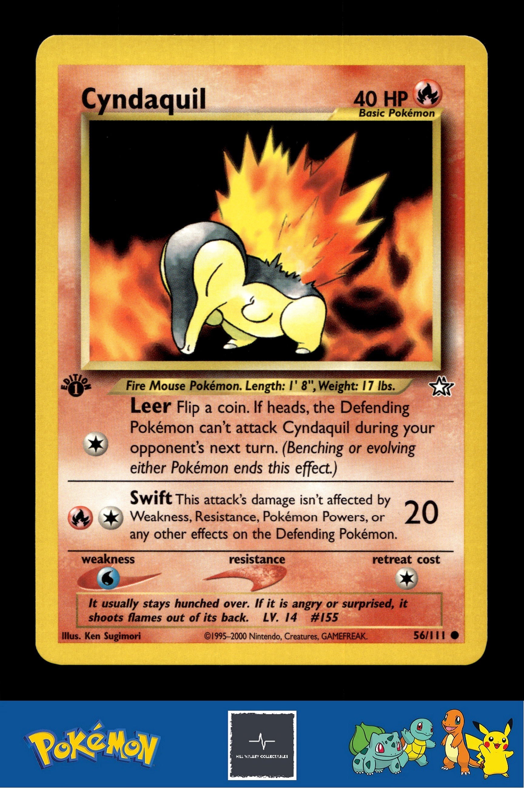 2000 Pokemon WotC Neo Genesis 56/111 Cyndaquil (Sugimori) 1st Ed