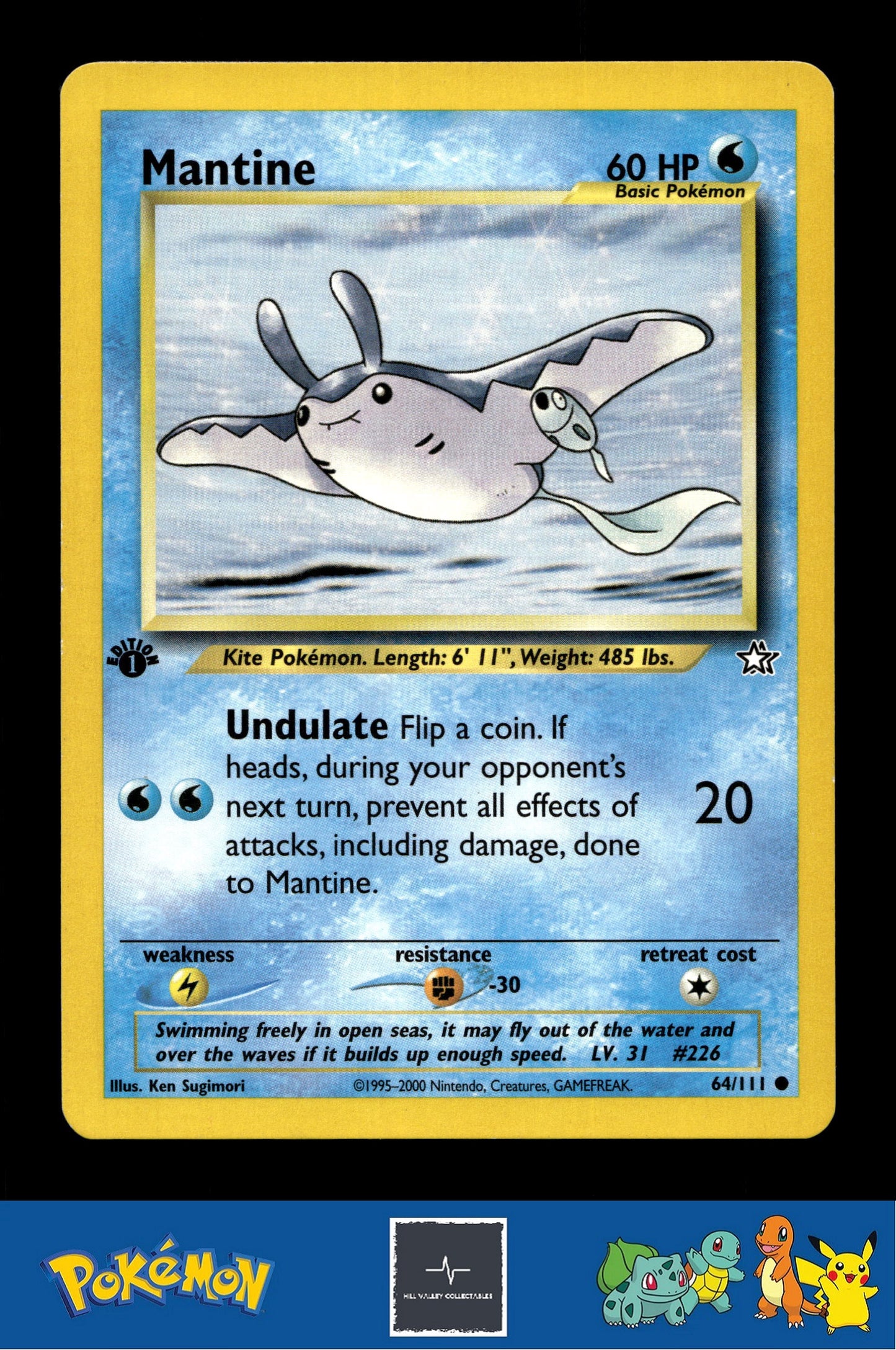 2000 Pokemon WotC Neo Genesis 64/111 Mantine (Sugimori) 1st Ed