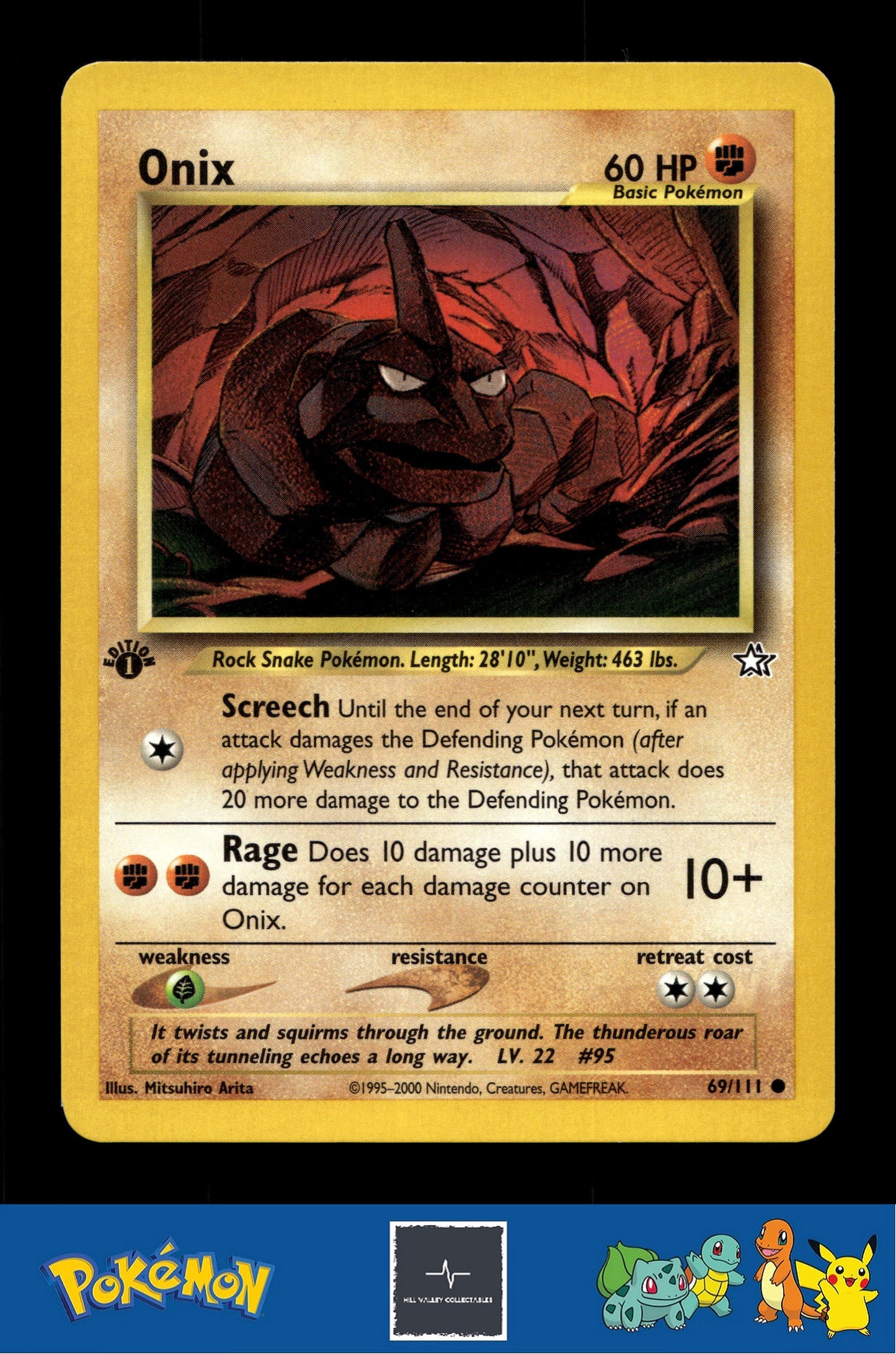 2000 Pokemon WotC Neo Genesis 69/111 Onix (Arita) 1st Ed